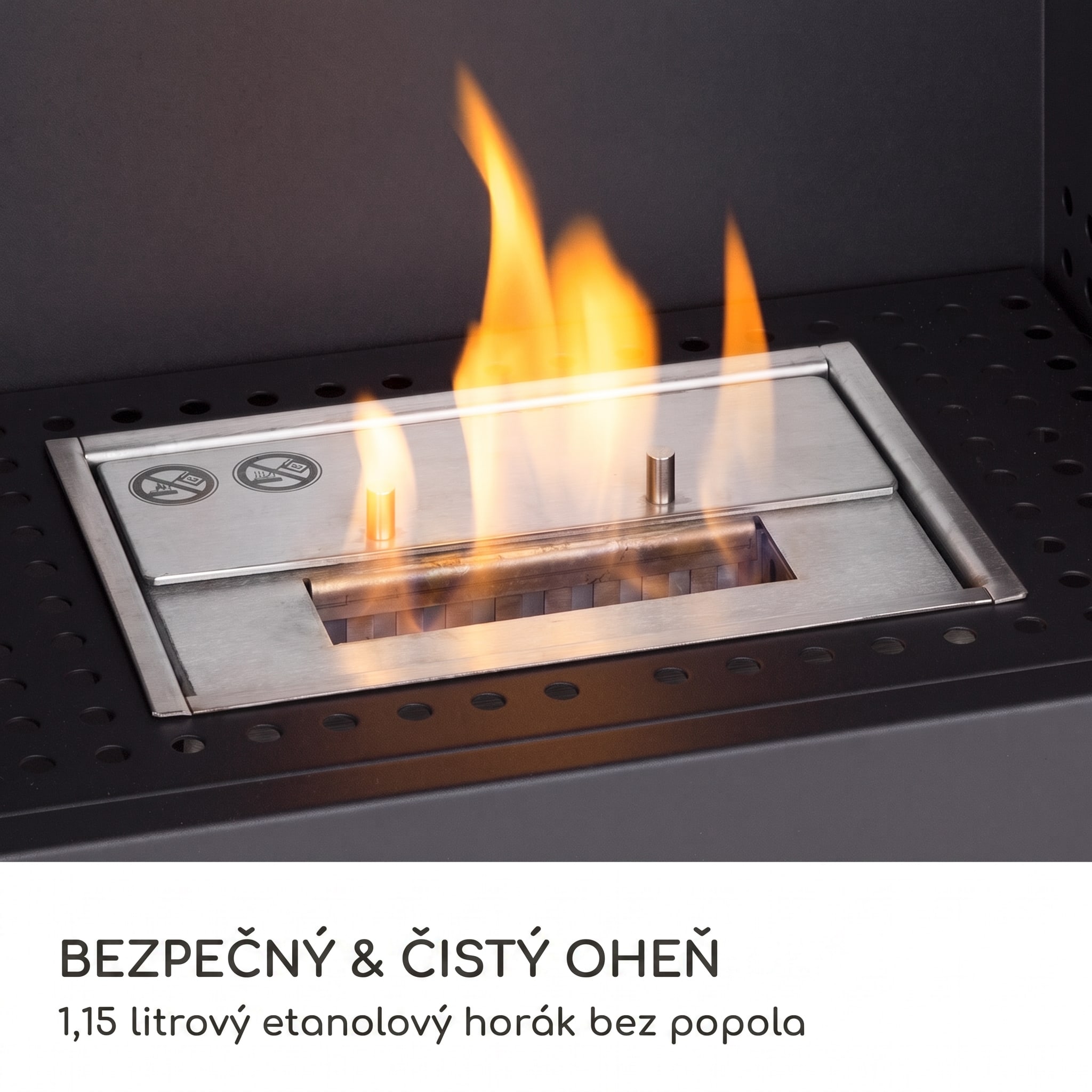 Blumfeldt Fiamme Camino, etanolový krb, horák z nehrdzavejúcej ocele, 1,15 l, doba horenia 4 h – Obrázok 2