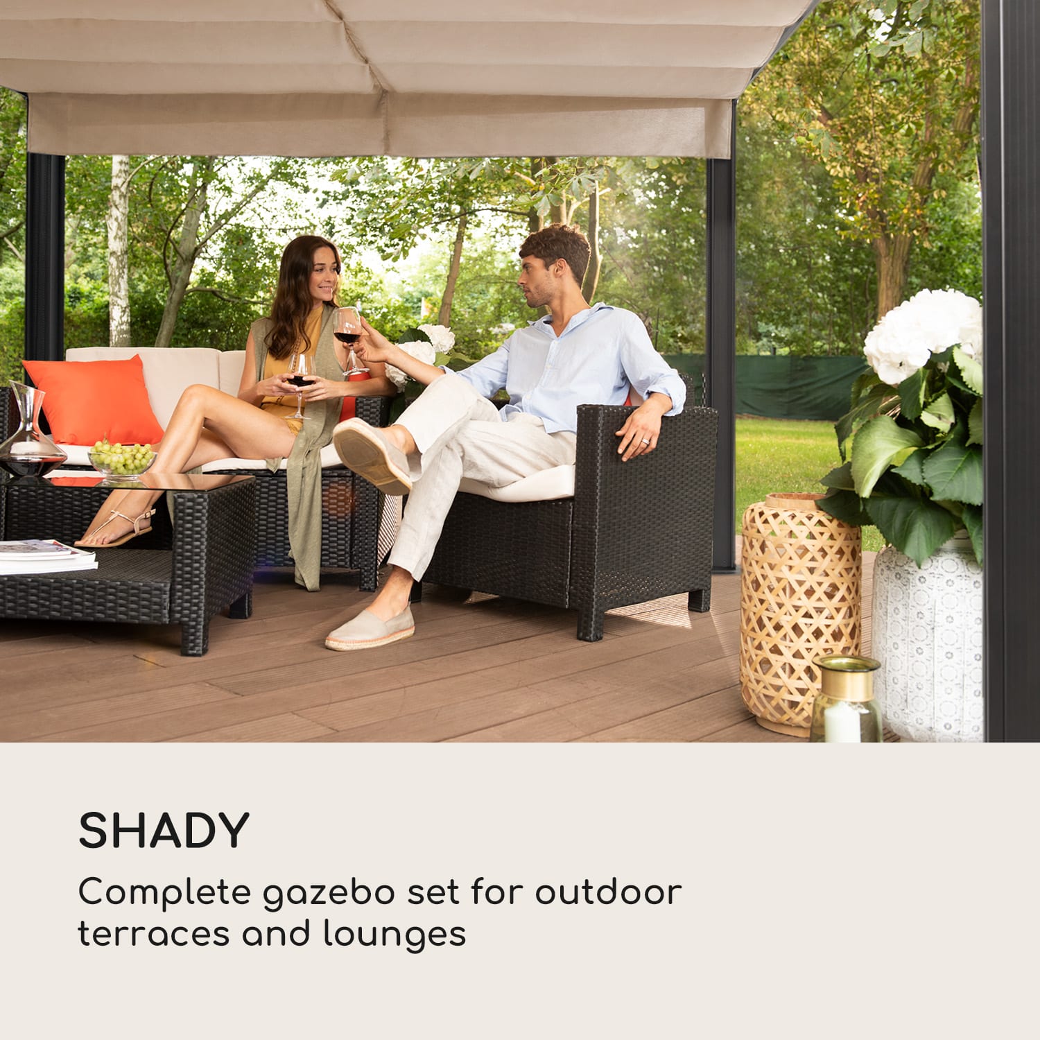 Blumfeldt Pantheon Cortina Pergola, súprava náhradných bočných stien: 4 steny, 200 g/m², polyesterová tkanina, 3 x 3 m