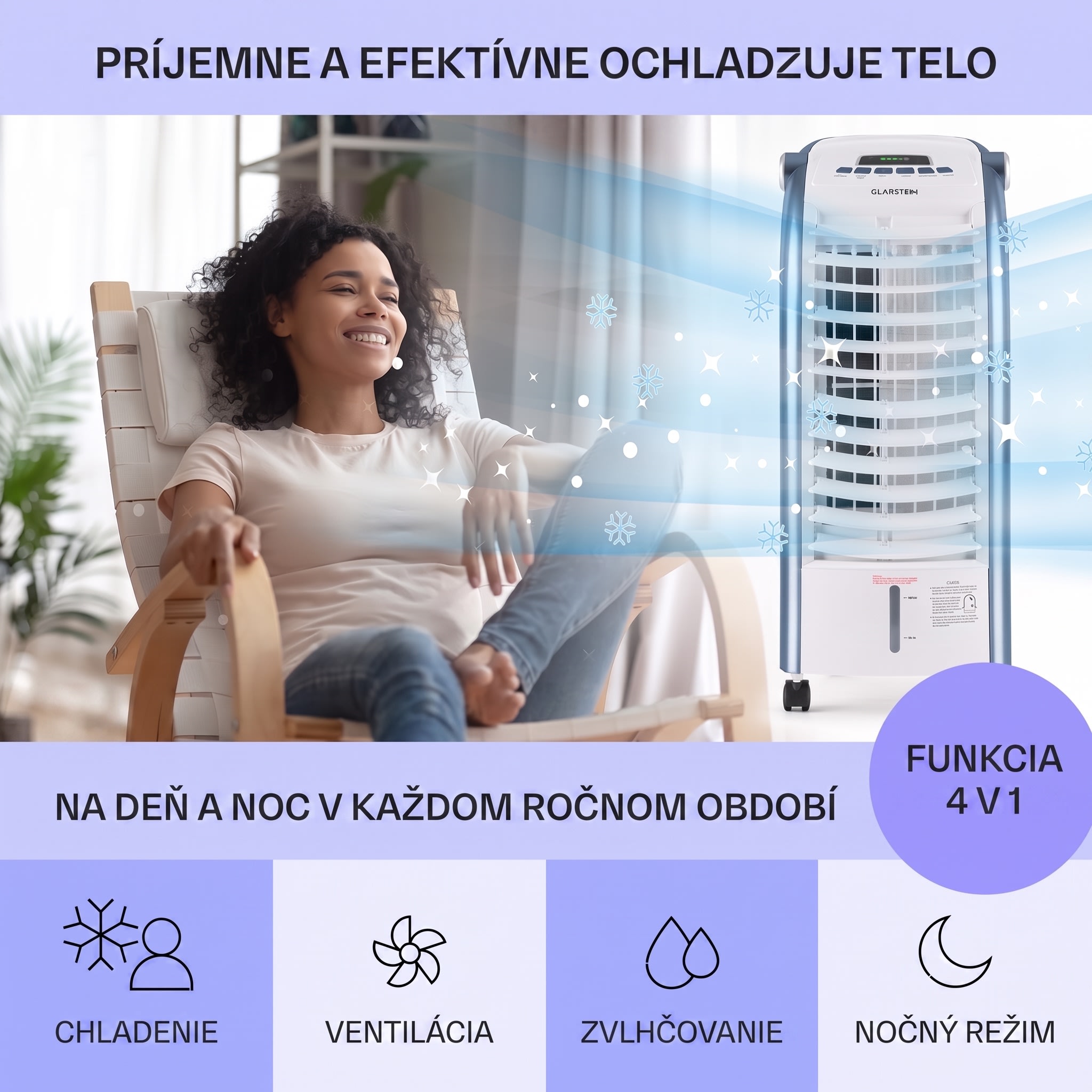 Klarstein Maxfresh, 3 v 1 ochladzovač vzduchu, ventilátor, 65 W, 6 l, diaľkový ovládač, 2 x chladiaci box