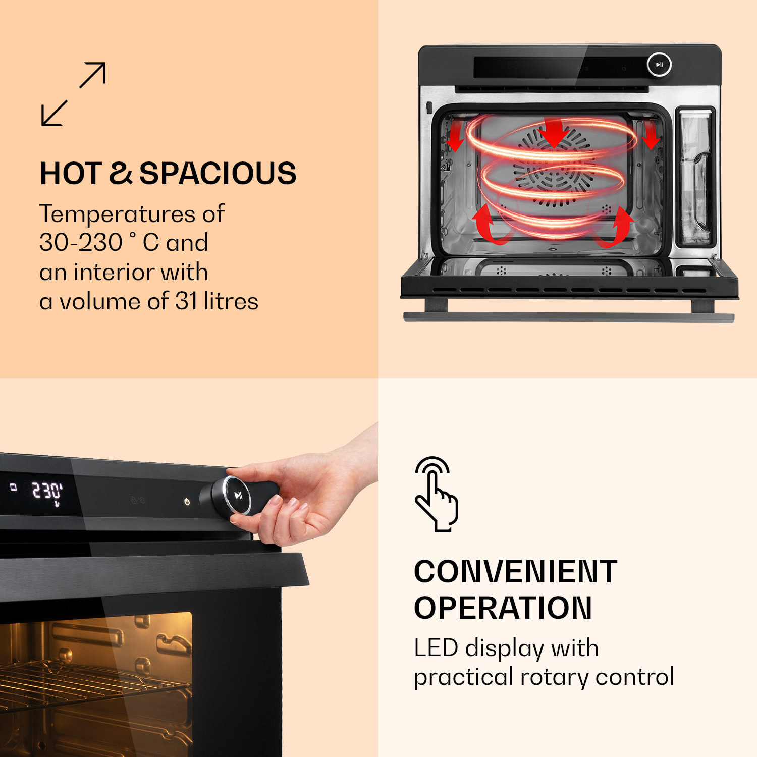 Klarstein VaporChef, parná rúra, 230 °C, 31 l, dotykový ovládací panel – Obrázok 3