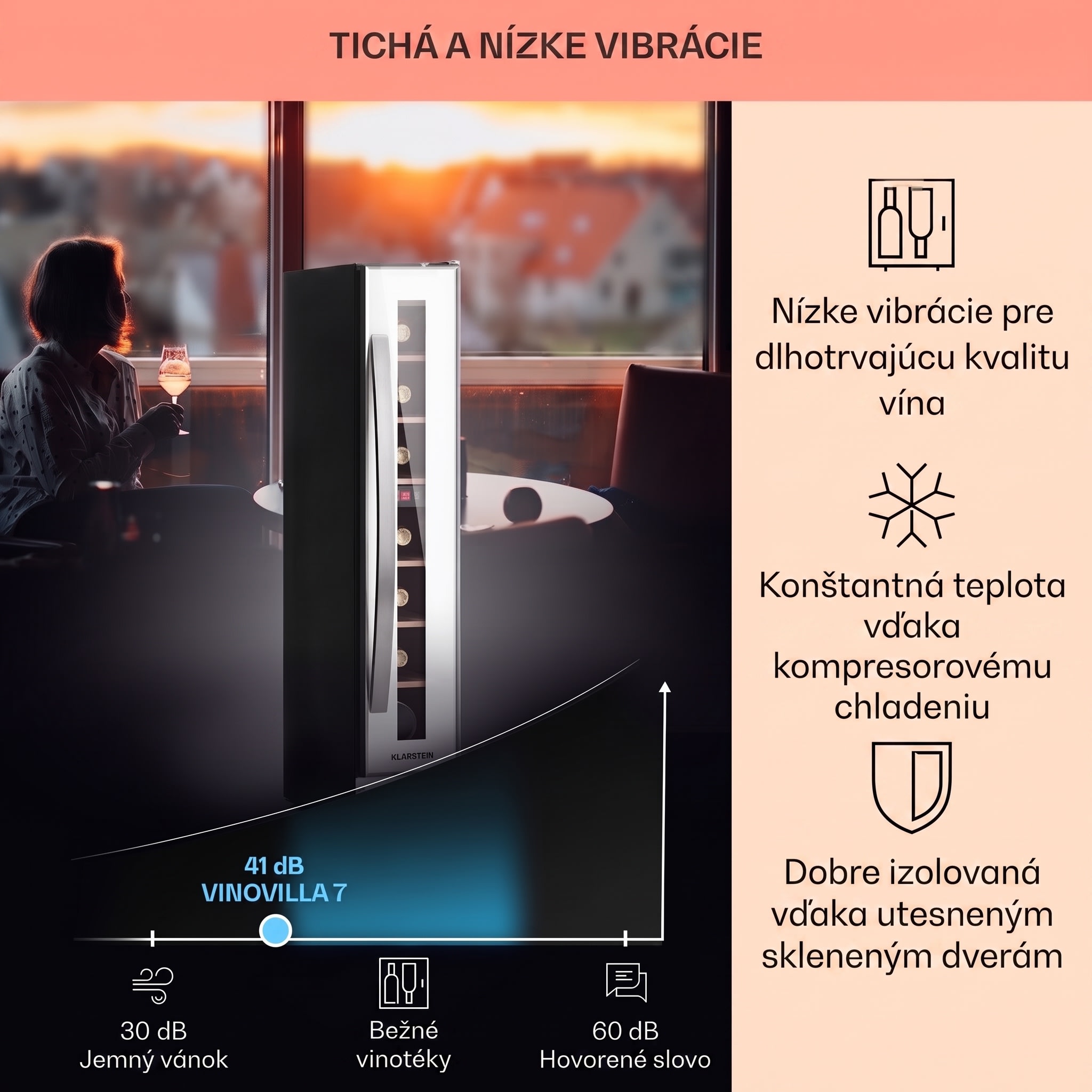 Klarstein Vinovilla 7 built-in Uno Quartz, vstavaná vinotéka, biele sklo, nehrdzavejúca oceľ – Obrázok 3