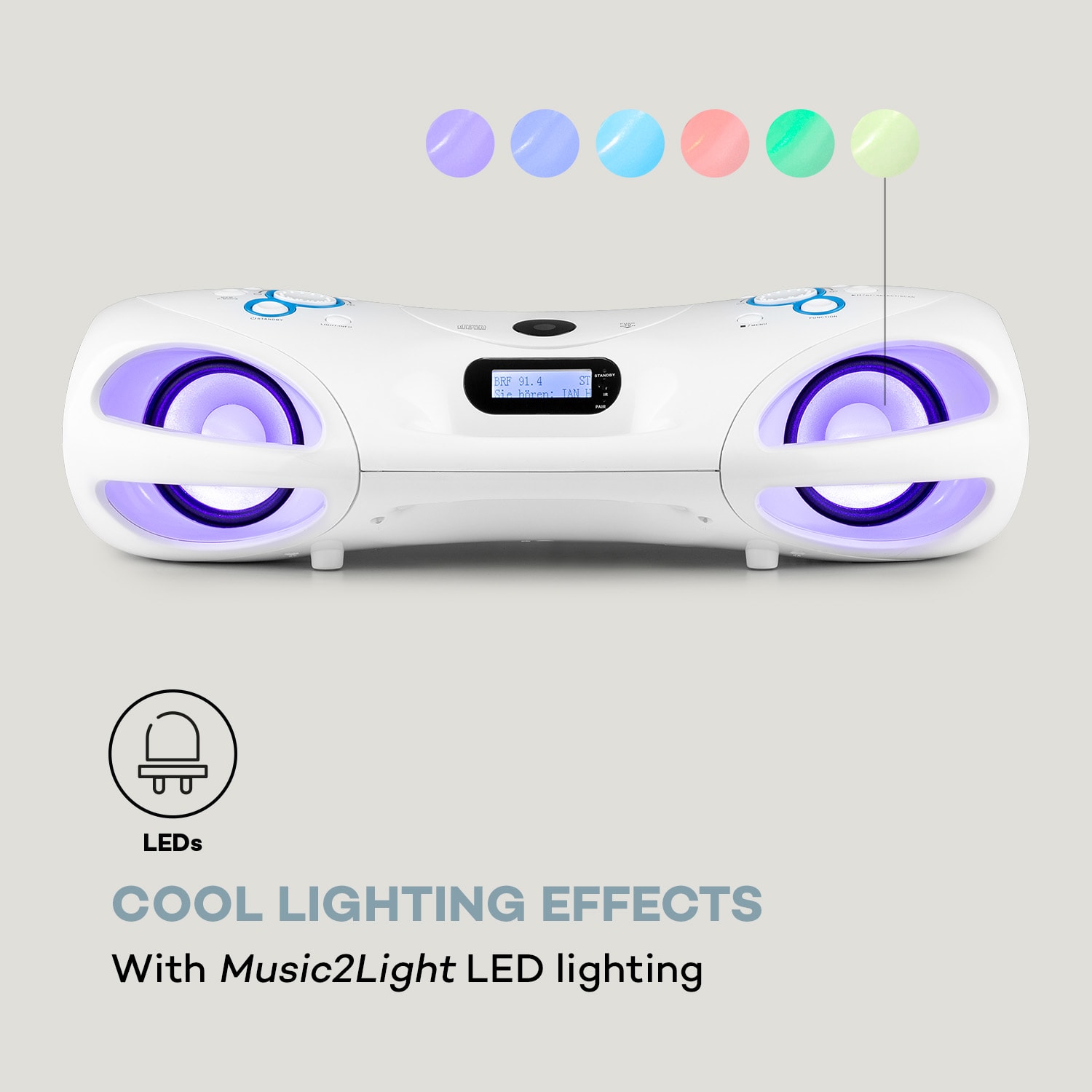 Auna Spacewoofer DAB Boombox CD prehrávač DAB+ UKW Bluetooth diaľkové ovládanie LED – Obrázok 2