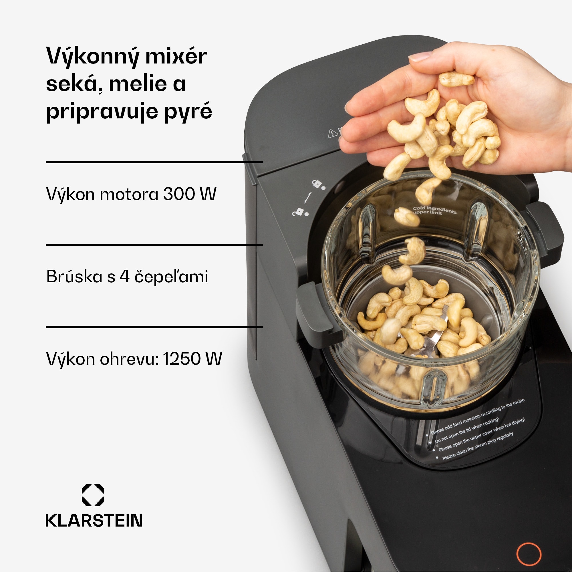 Klarstein Marcia, výrobník rastlinného mlieka, 300 – 1200 ml, 360°, dotykové ovládanie, odnímateľný zásobník na vodu – Obrázok 2