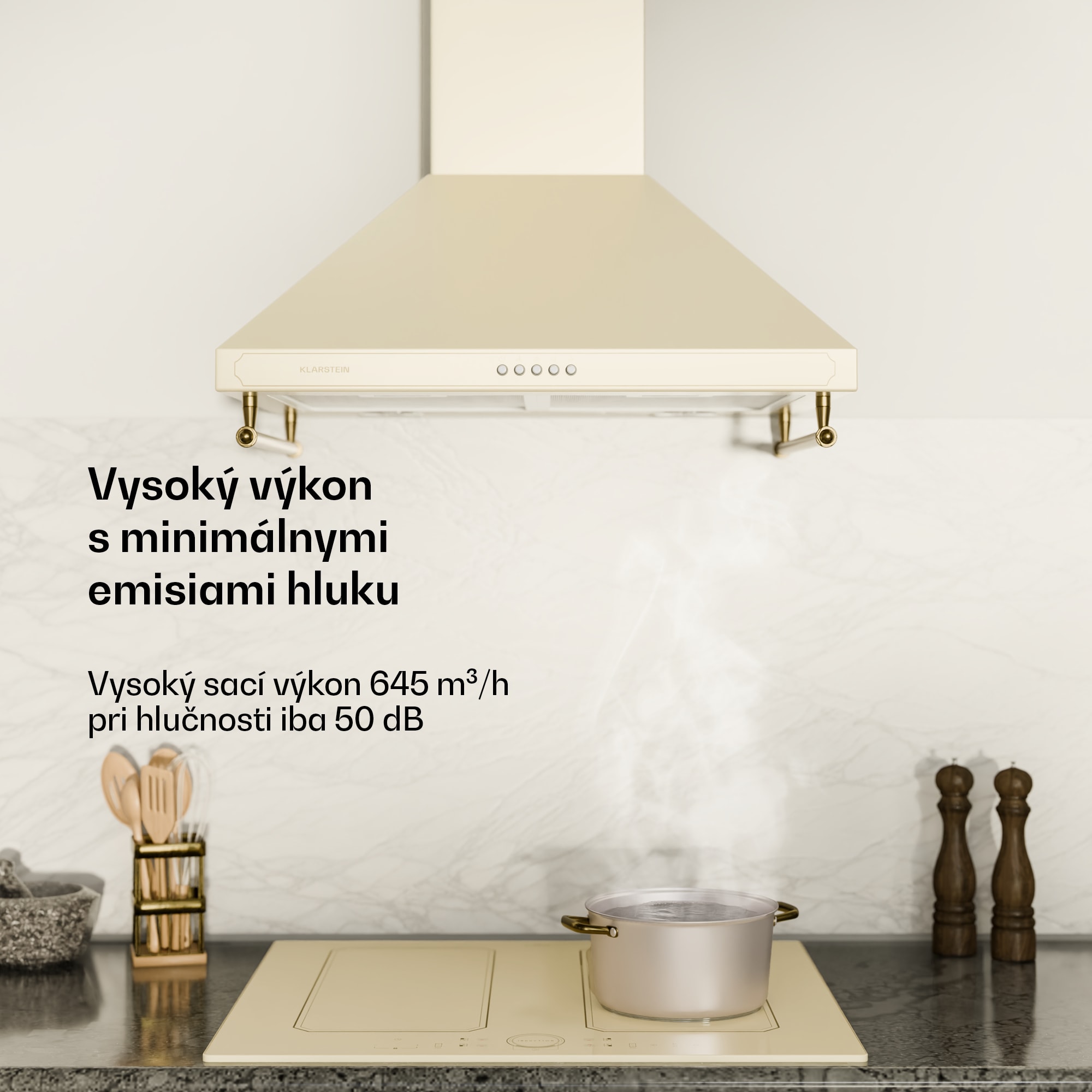 Klarstein Victoria, digestor, 60 cm, nástenný, 630 m³/h, LED, retro dizajn, čierny – Obrázok 3