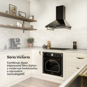 Klarstein Victoria, digestor, 60 cm, nástenný, 630 m³/h, LED, retro dizajn, čierny