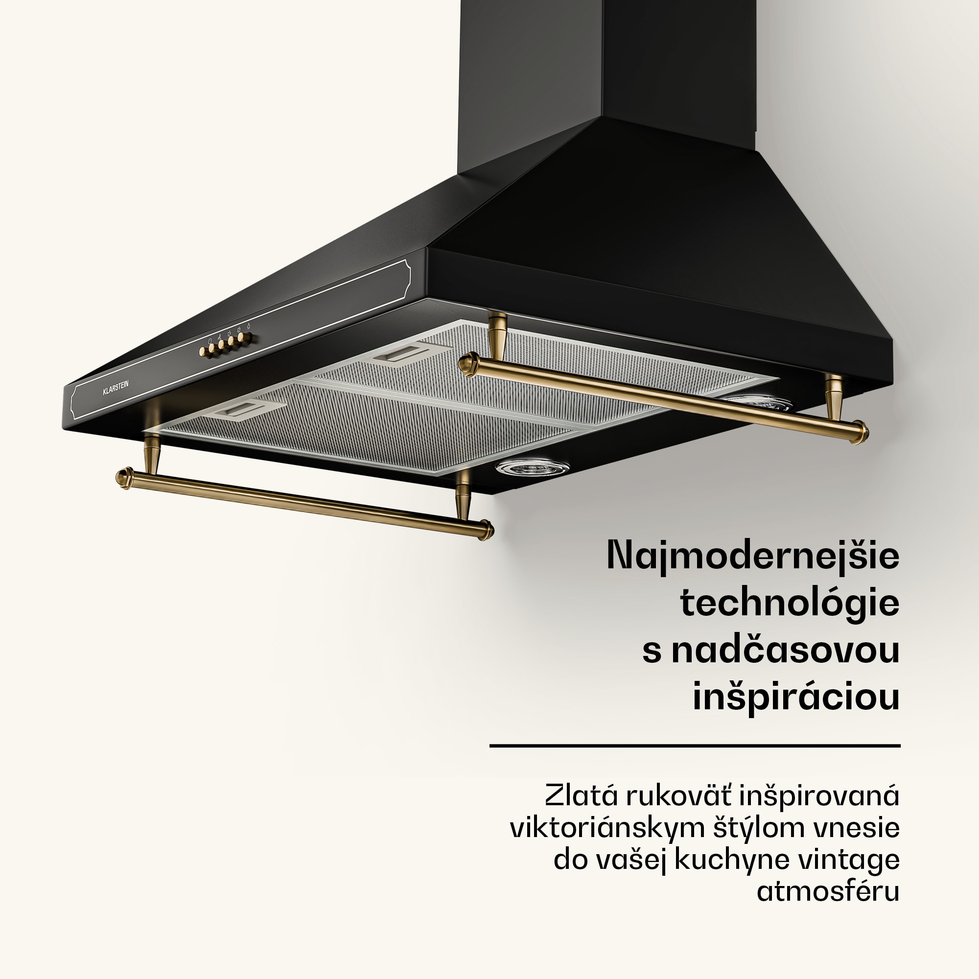 Klarstein Victoria, digestor, 60 cm, nástenný, 630 m³/h, LED, retro dizajn, čierny – Obrázok 4