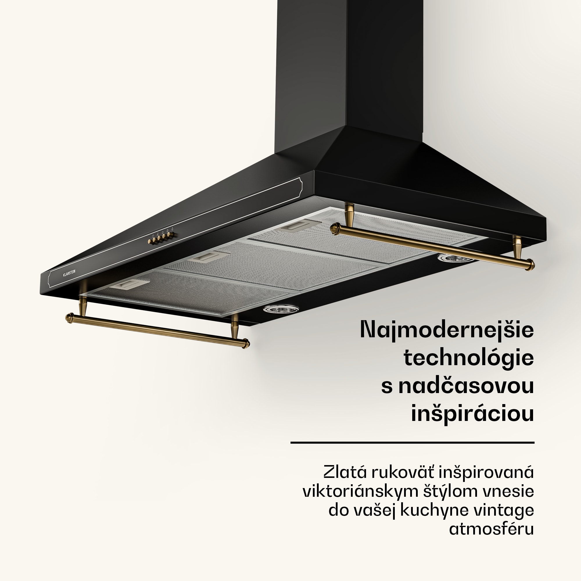 Klarstein Victoria 90, digestor, 90 cm, nástenný, 644,5 m³/h, LED, retro dizajn, slonovinový – Obrázok 4