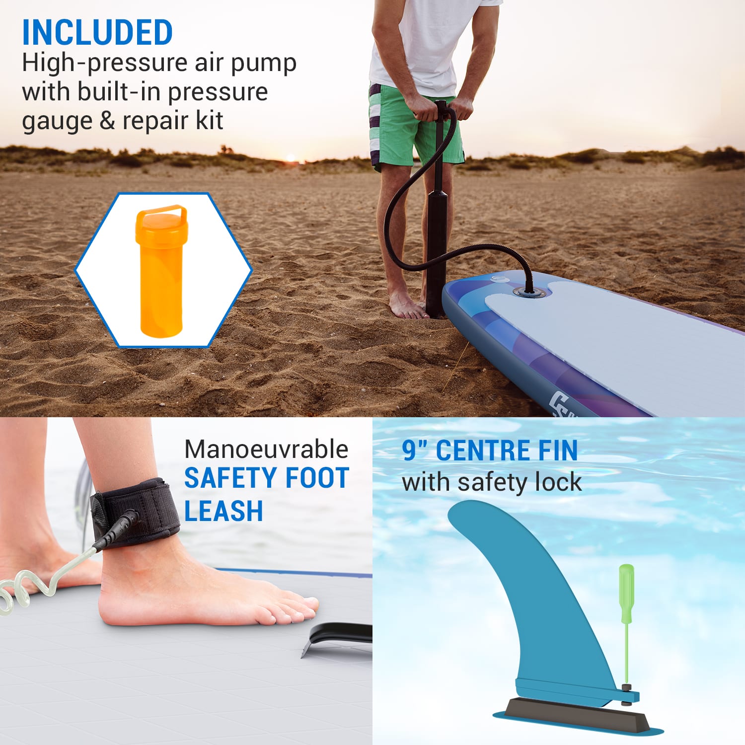 Capital Sports Lanikai Cruiser 9.8, nafukovací paddelboard, súprava so SUP doskou, 305 × 77 × 10 – Obrázok 3