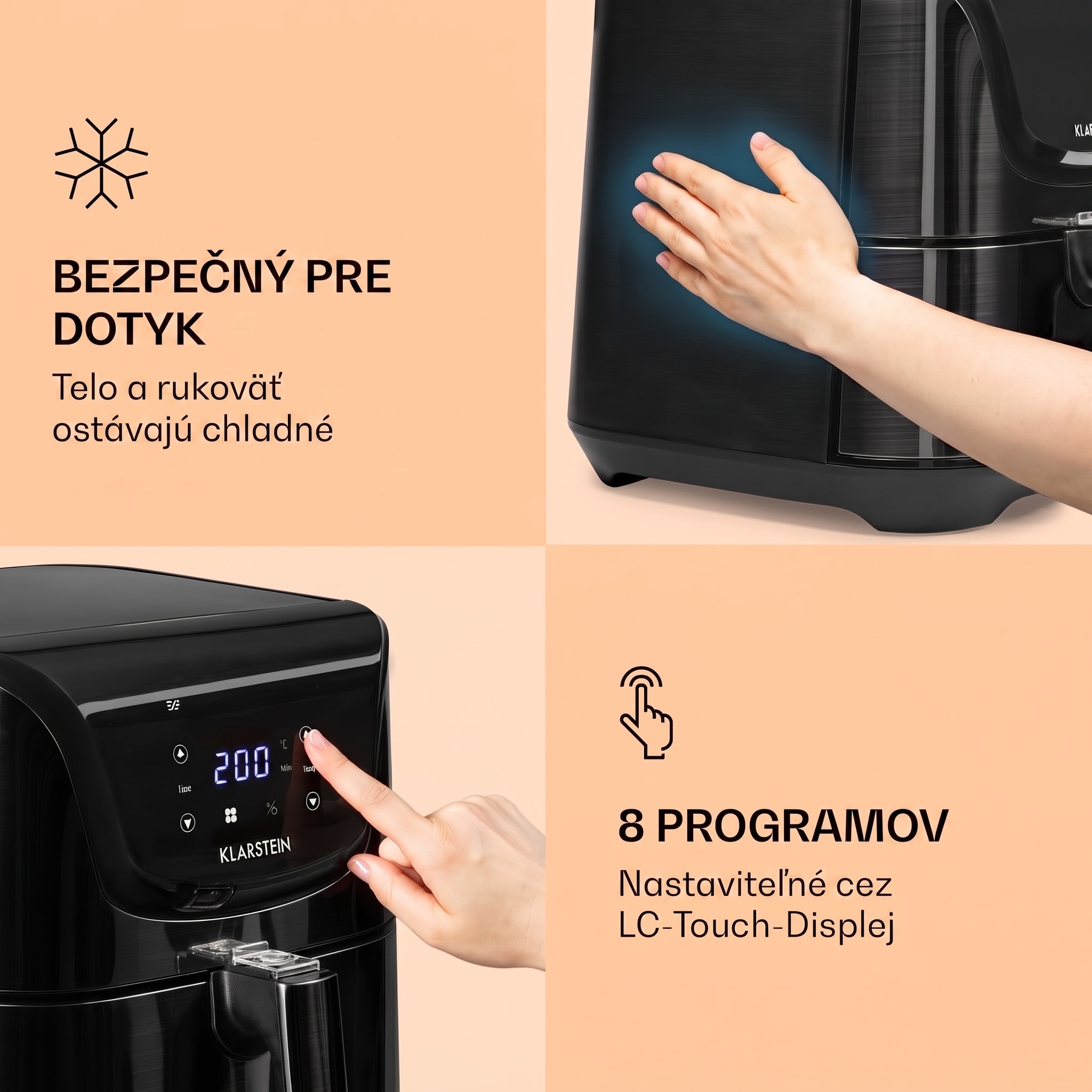 Klarstein AeroVital Deluxe, teplovzdušná fritéza, 1700 W, 5 l, nehrdzavejúca oceľ – Obrázok 3