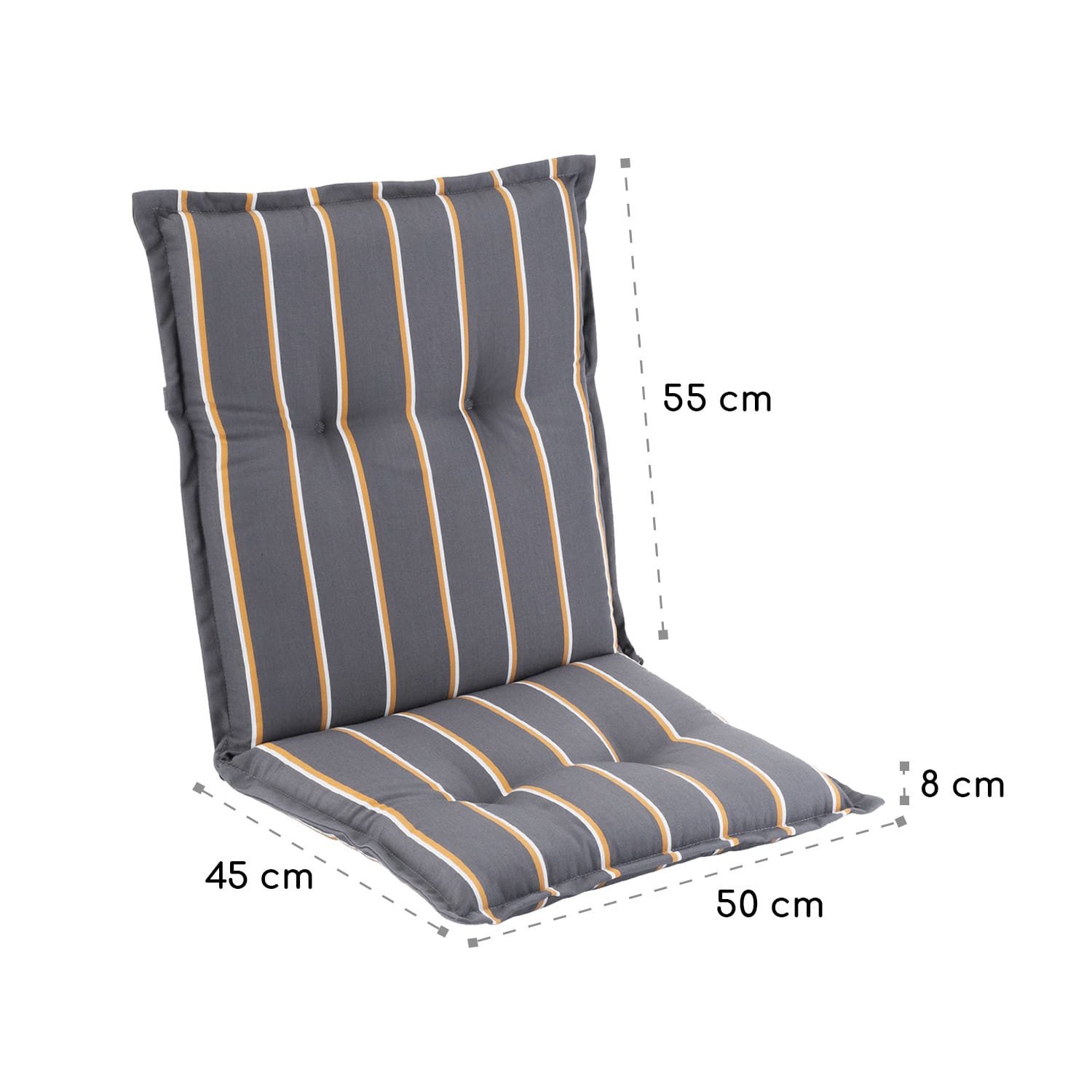 Blumfeldt Prato, čalúnená podložka, podložka na stoličku, podložka na nižšie polohovacie kreslo, na záhradnú stoličku, polyester, 50 × 100 × 8 cm, 2 x podložka – Obrázok 4