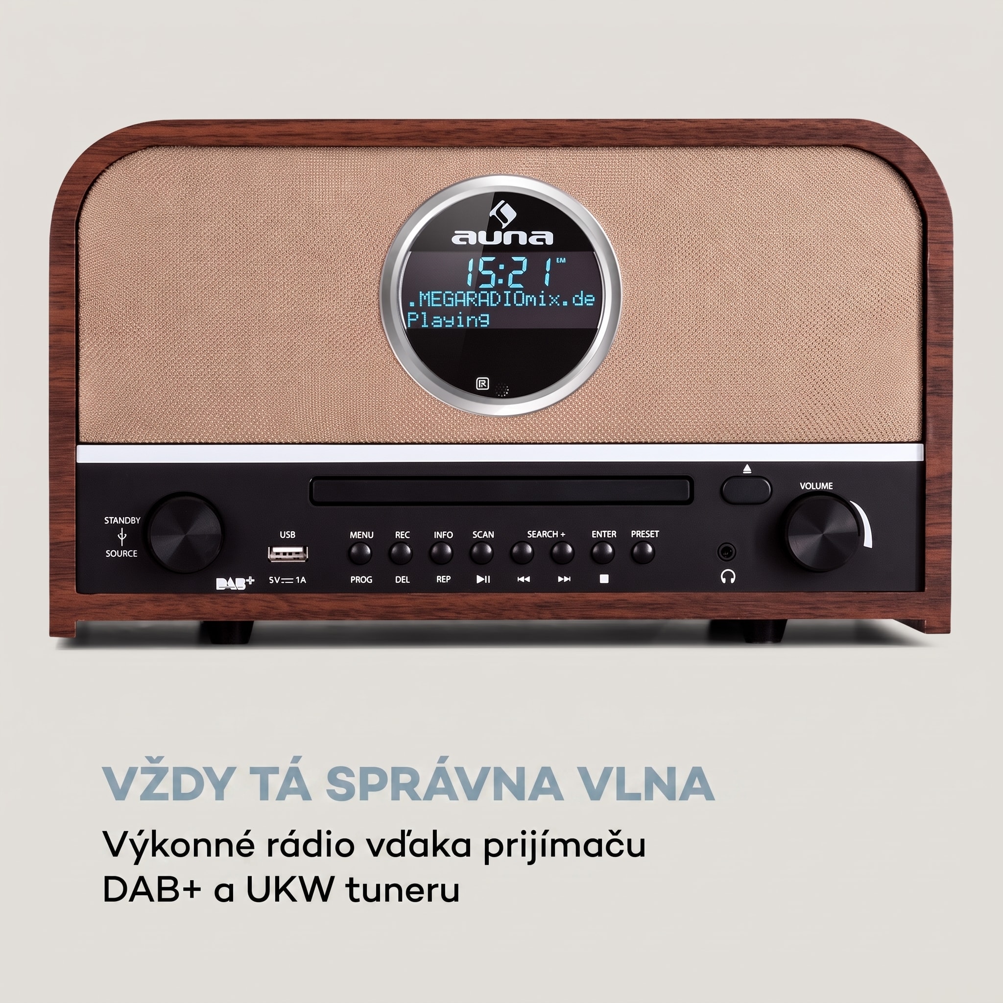 auna Columbia DAB rádio 60 W CD prehrávač DAB+/FM tuner USB nahrávanie Bluetooth – Obrázok 2