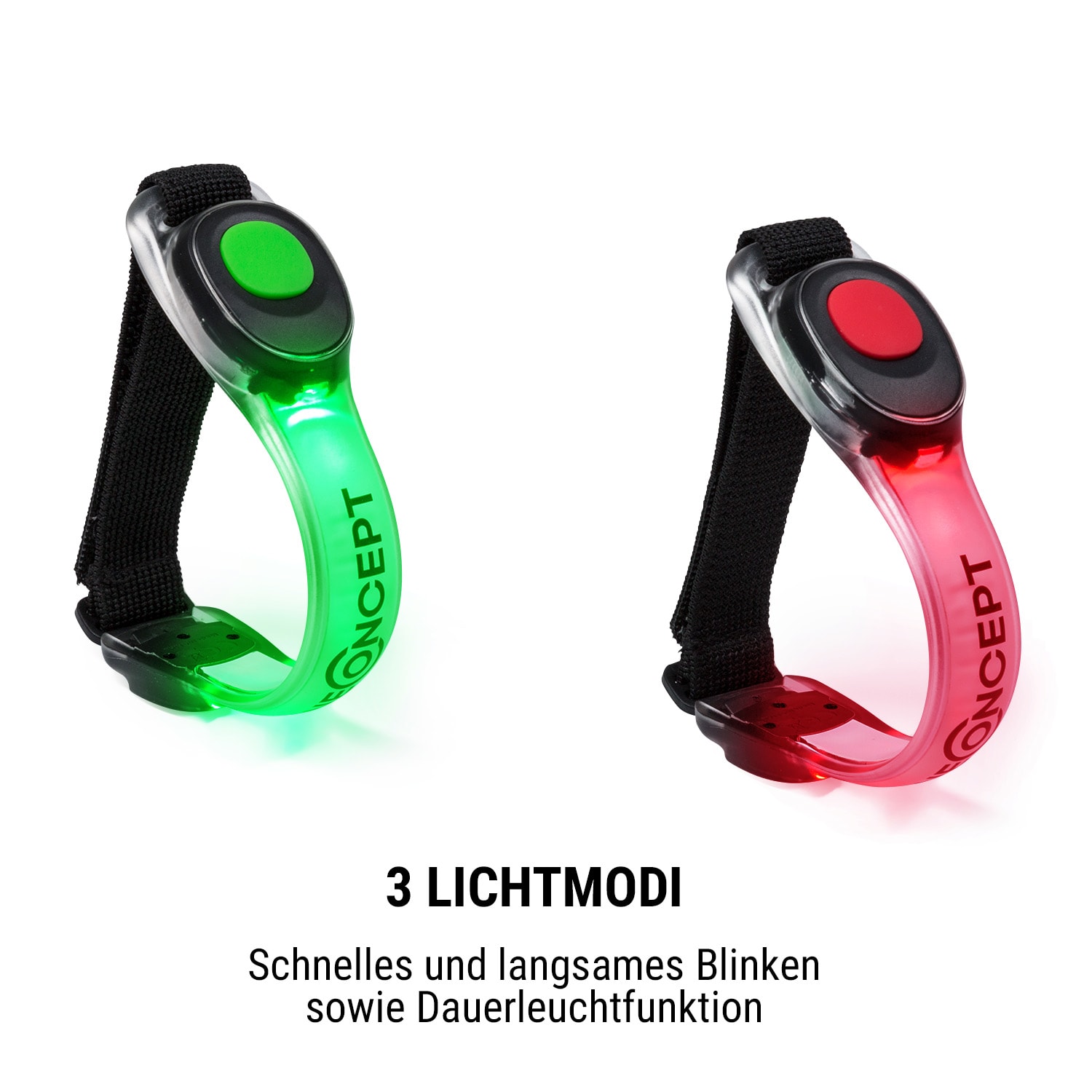 OneConcept LED náramok 2 dielna sada Silikón Suchý zips Vymeniteľná batéria – Obrázok 2