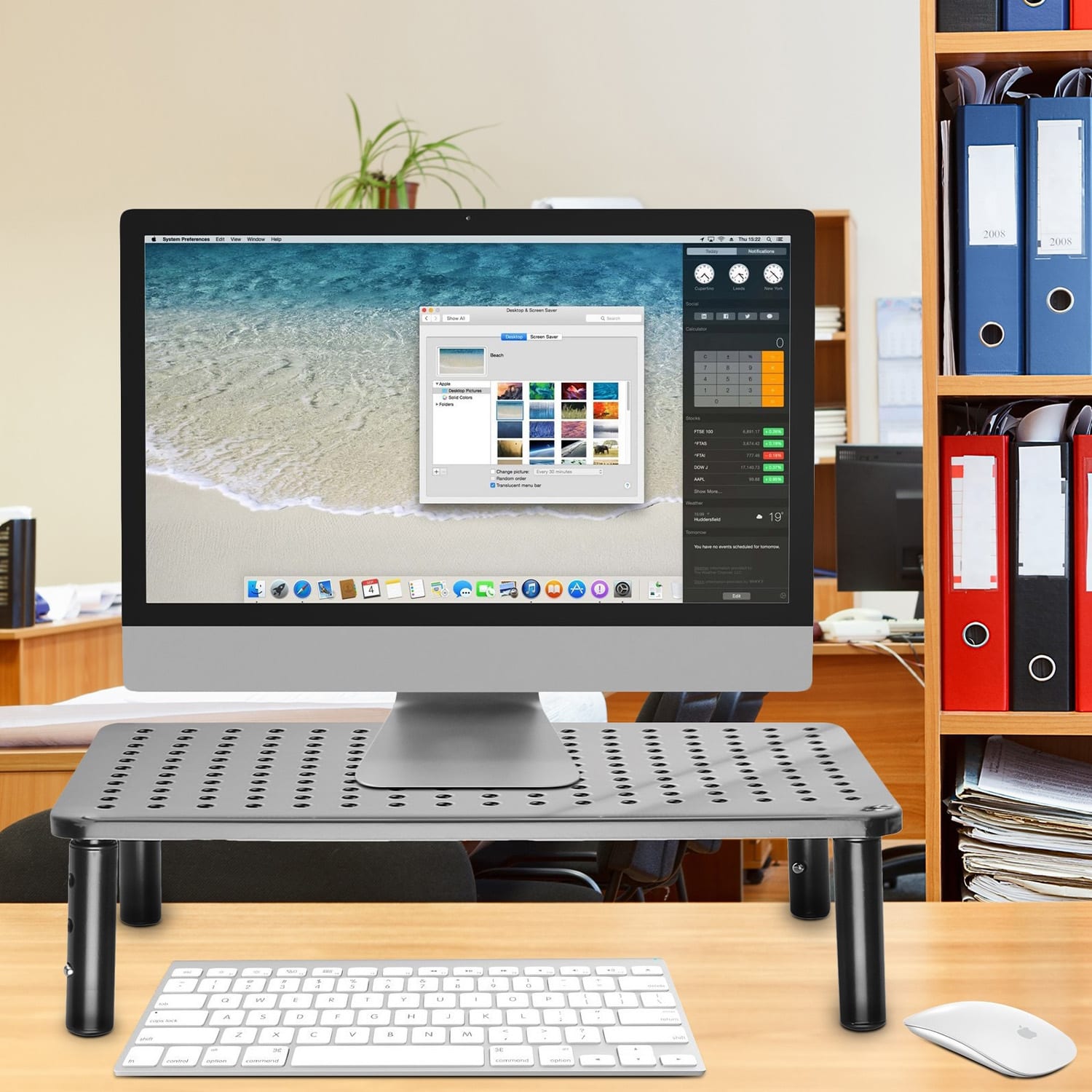 OneConcept Stojan na monitor, kovový, dierovaný vzor, 37 × 10 × 24 cm (Š × V × H) – Obrázok 2