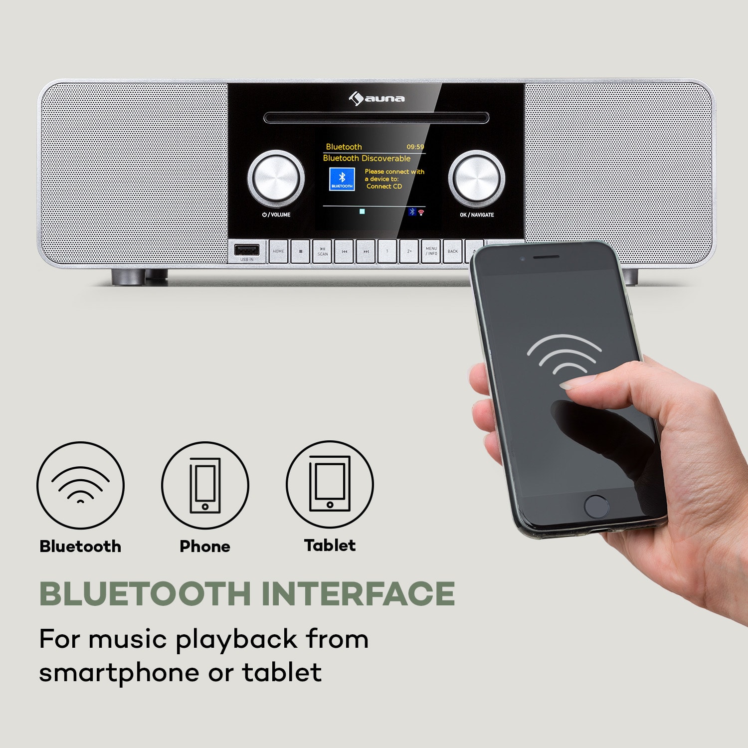 Auna Connect CD MKII, Internetové rádio, Media Player, BT, MP3, DAB+, Spotify Connect, rádio – Obrázok 3