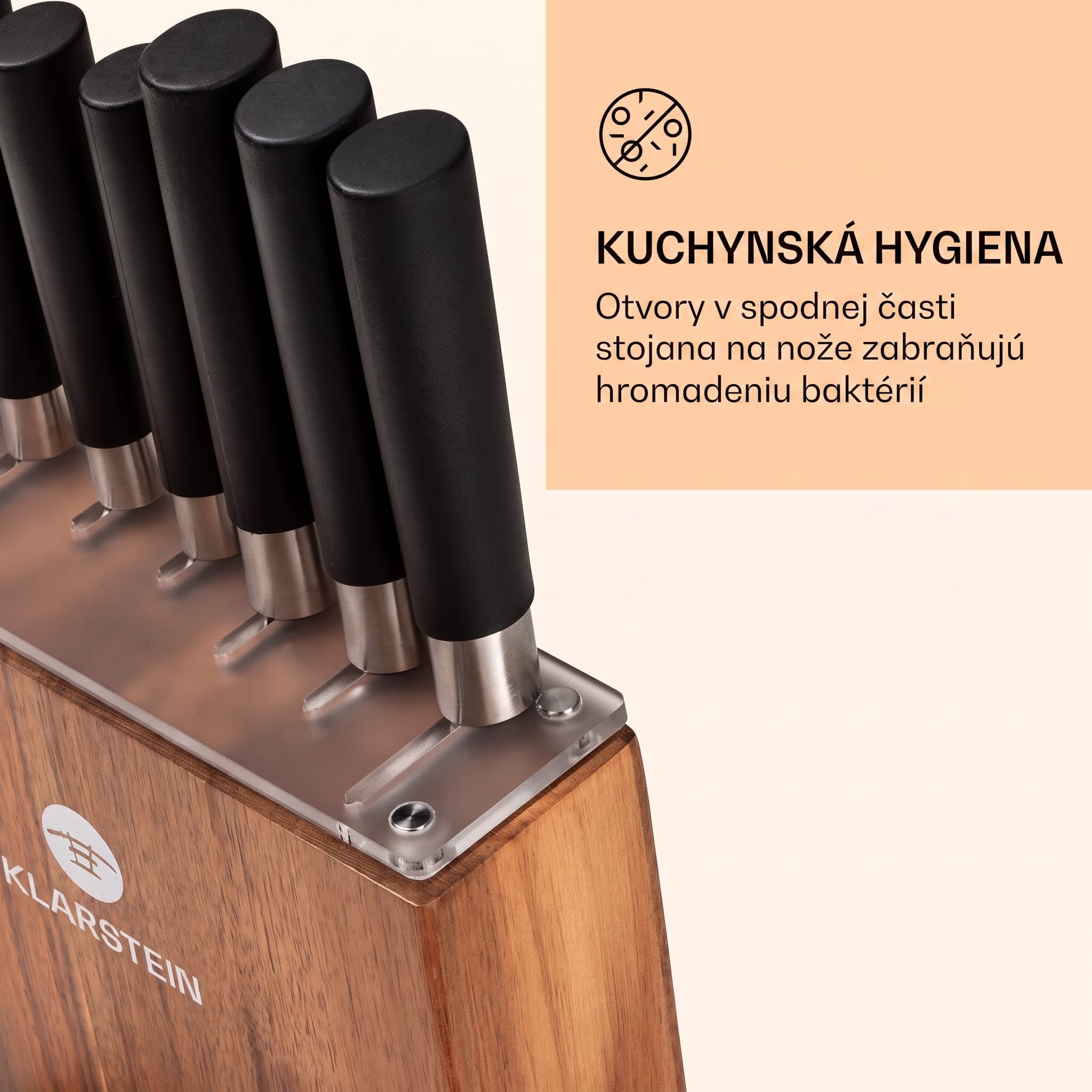 Klarstein Kitano 8-dielna sada nožov so stojanom 7 nožov oceľ, elegantný drevený blok – Obrázok 4
