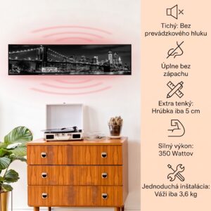 Klarstein Wonderwall Air Art Smart, infračervený ohrievač, 120 x 30 cm, 350 W, most
