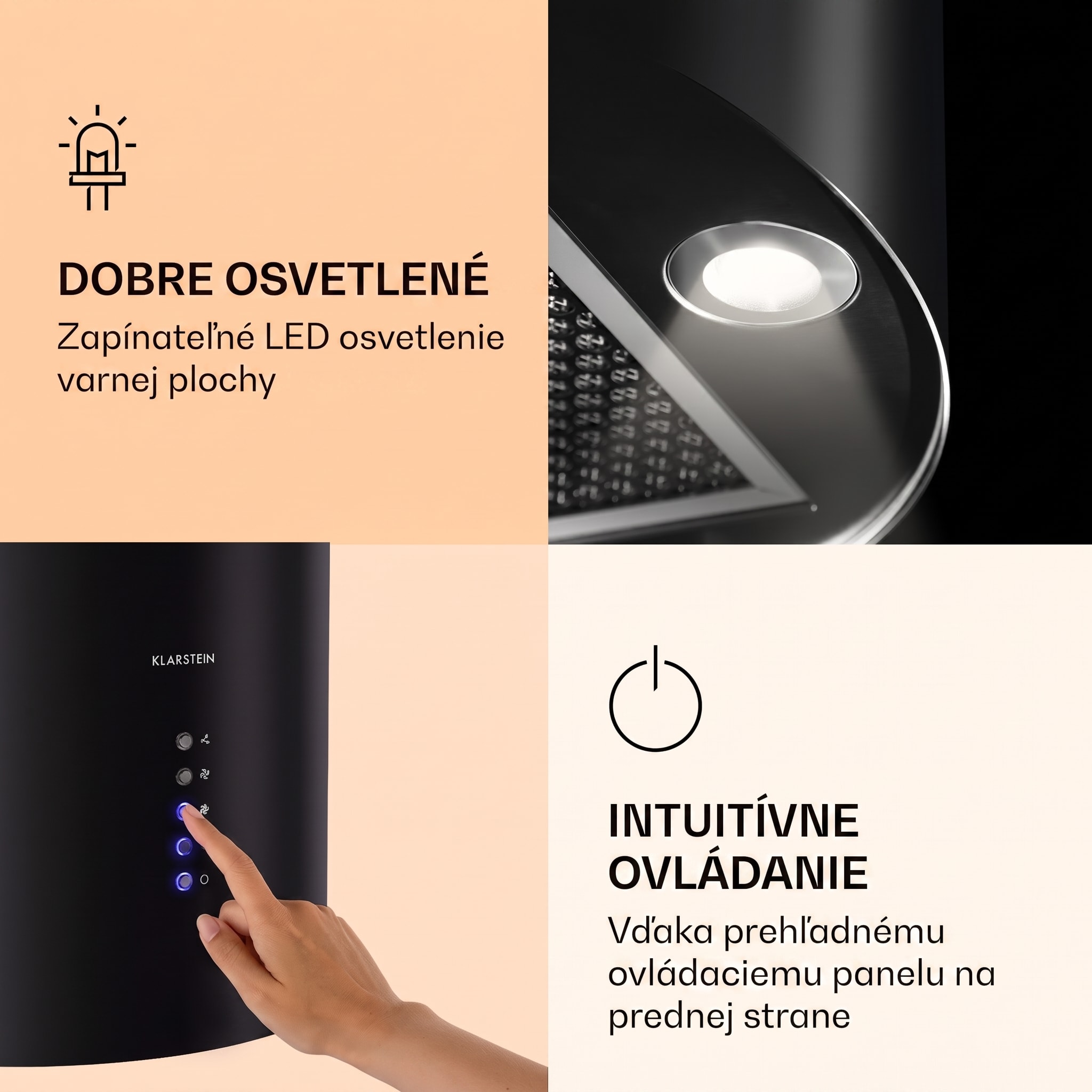 Klarstein Barella, digestor, 38 cm, 518 m³/h, LED, biely – Obrázok 2