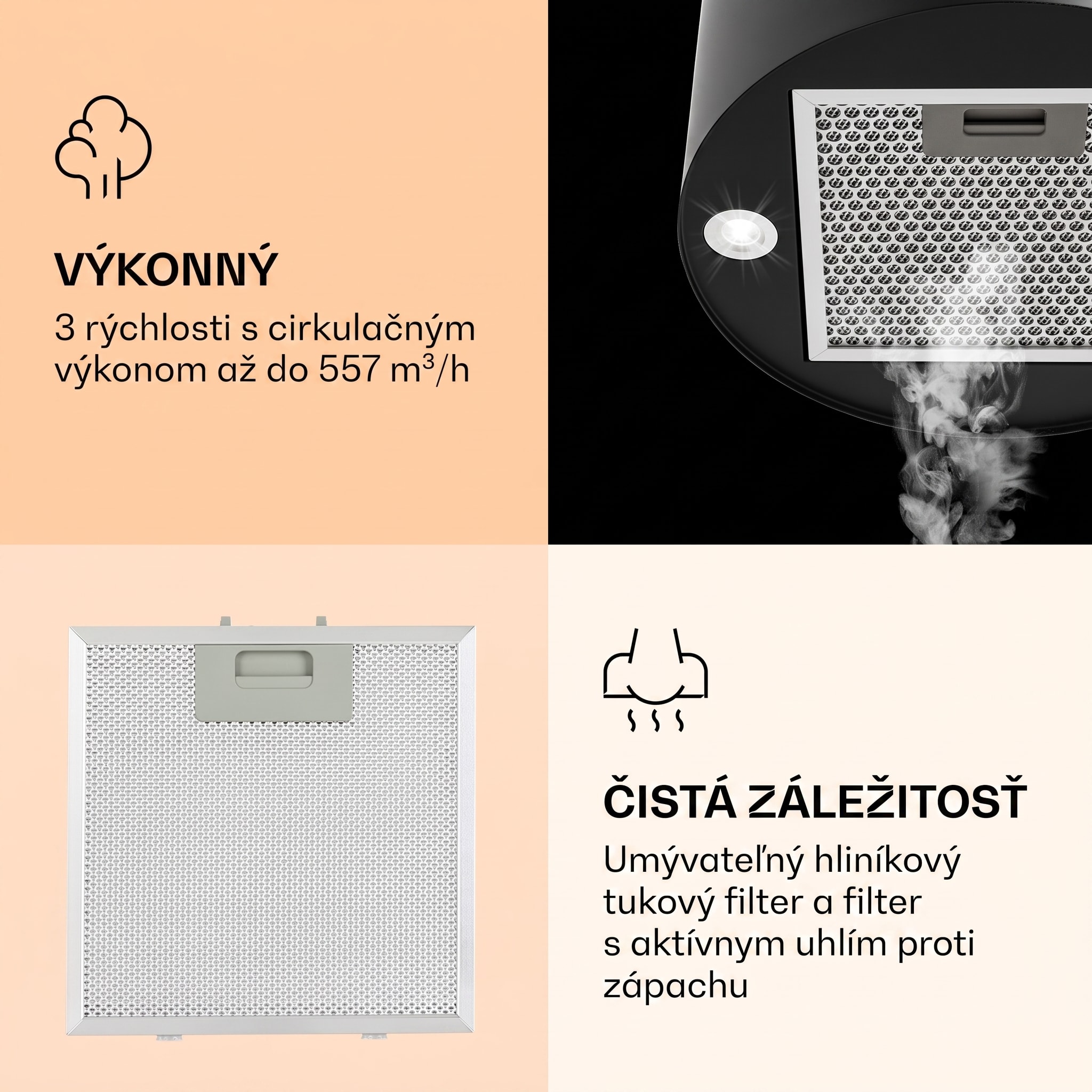 Klarstein Barella, digestor, 38 cm, 518 m³/h, LED, biely – Obrázok 3