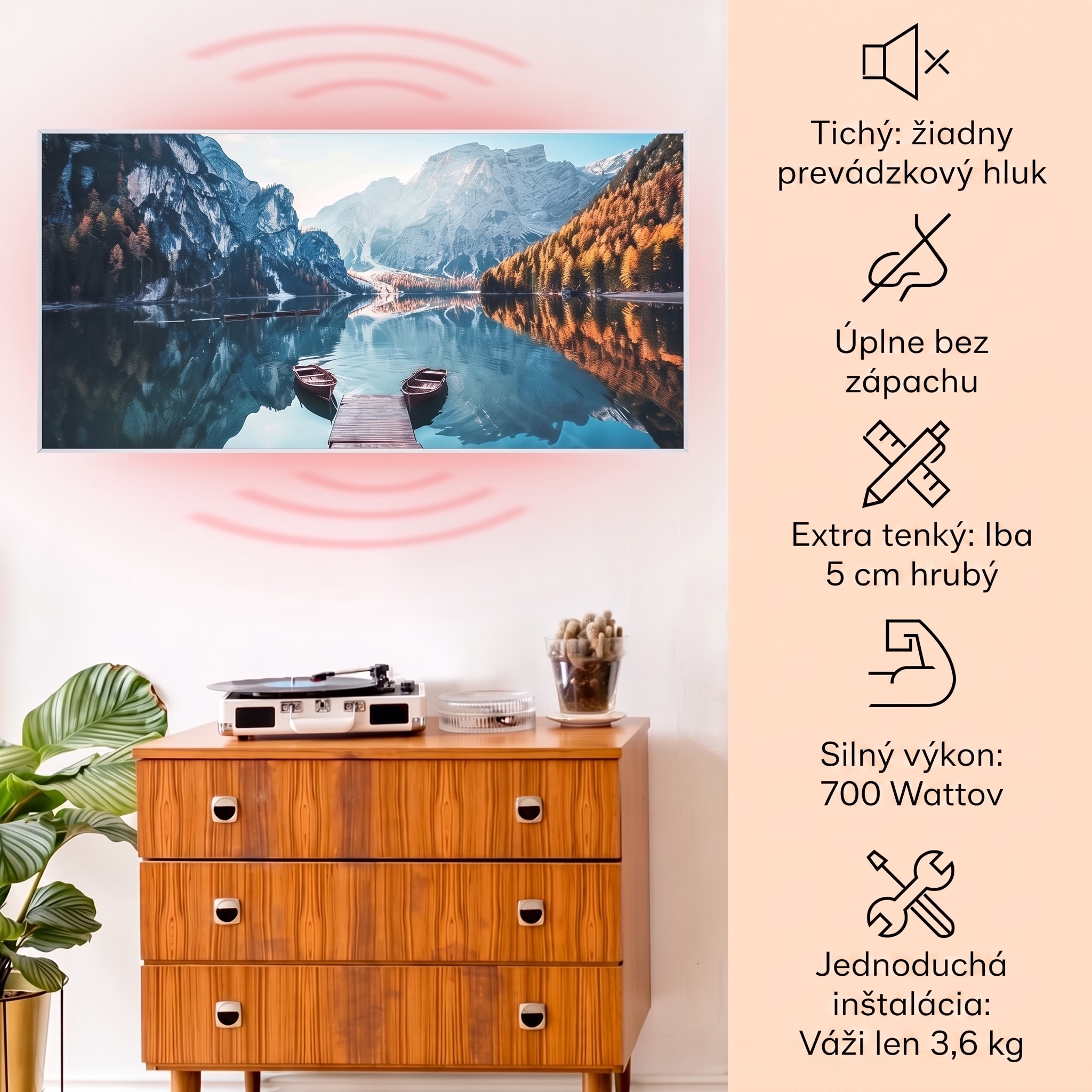 Klarstein Wonderwall Air Art Smart, infračervený ohrievač, 120 x 60 cm, 700 W, more horizontálne