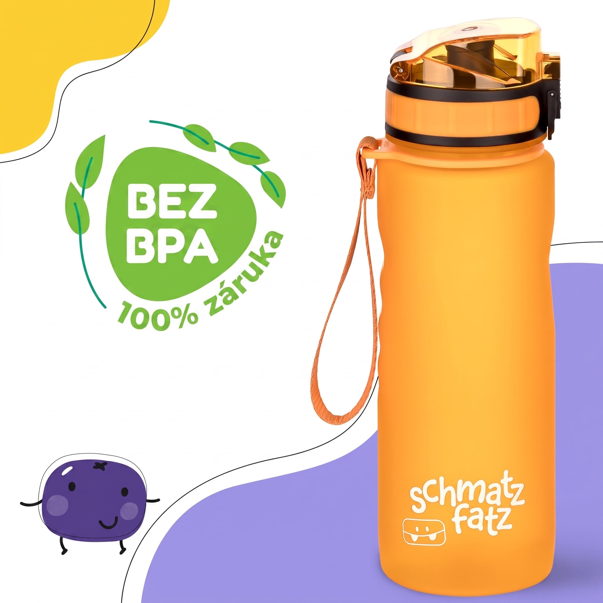 Klarstein Schmatzfatz Wakaba detská fľaša na pitie | 500 ml | Tritan | Popruh na prenášanie | Bez BPA