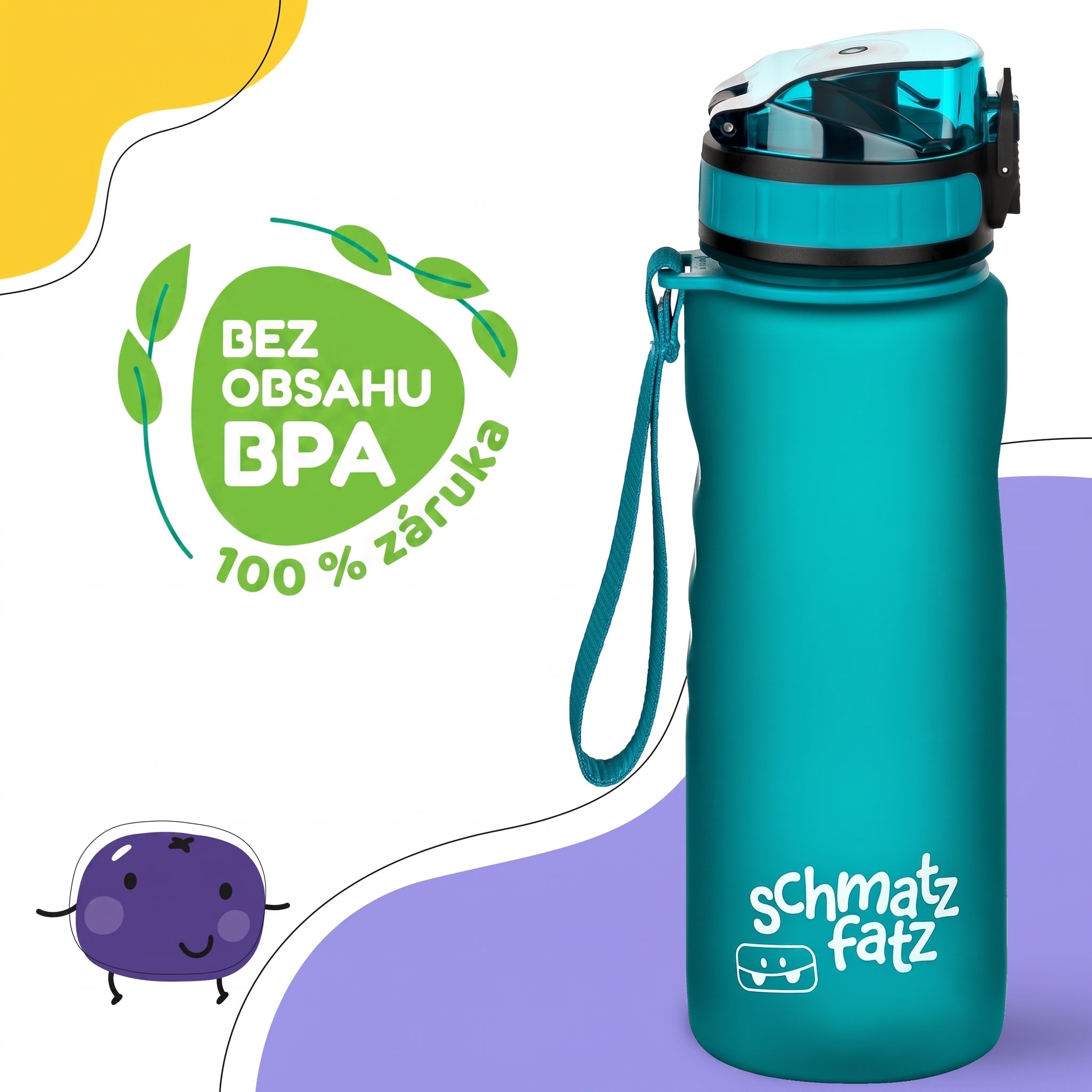 Klarstein Schmatzfatz Wakaba detská fľaša na pitie | 500 ml | Tritan | Popruh na prenášanie | Bez BPA