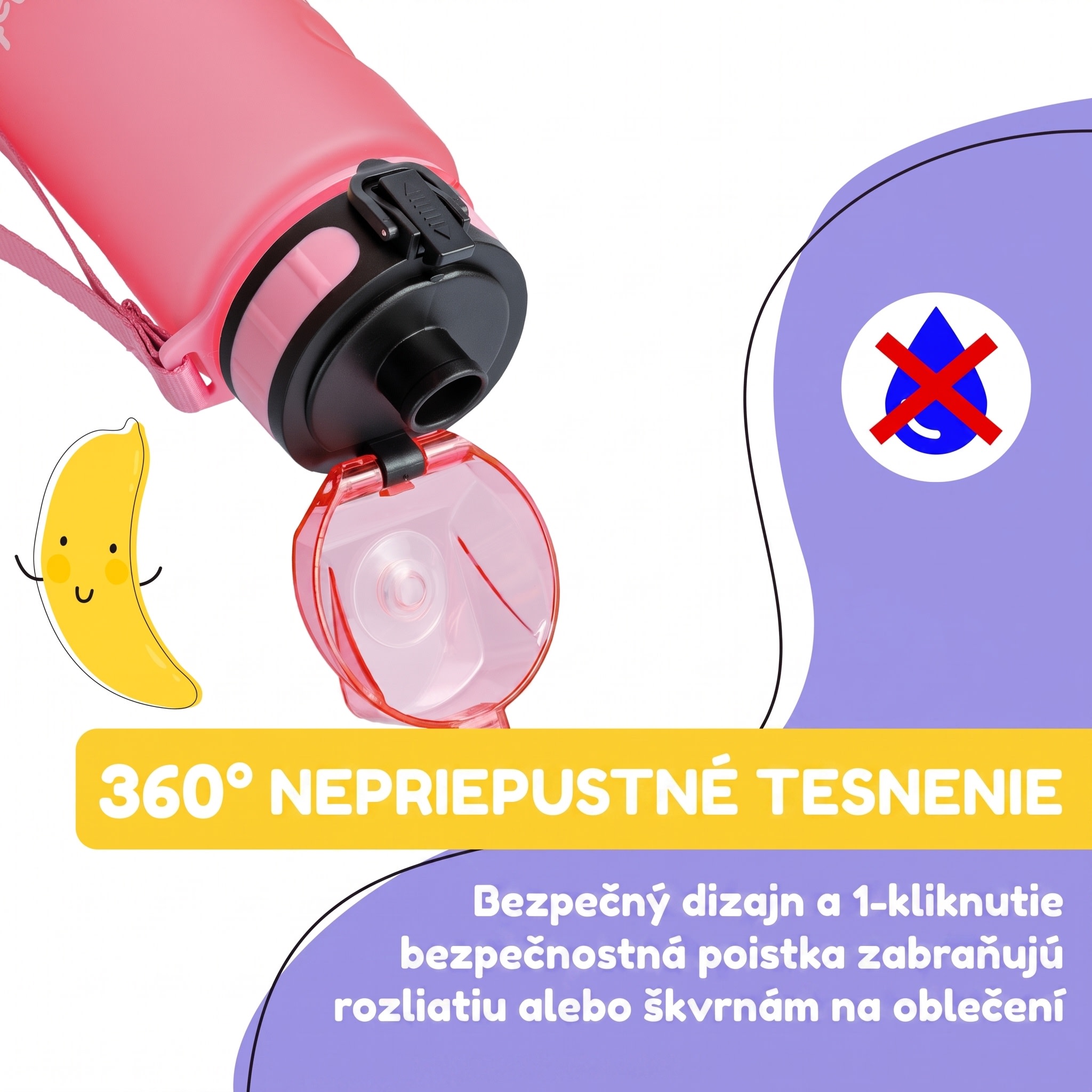 Klarstein Schmatzfatz Wakaba fľaša na pitie | 350 ml | Tritan | Popruh na prenášanie | Bez BPA – Obrázok 2