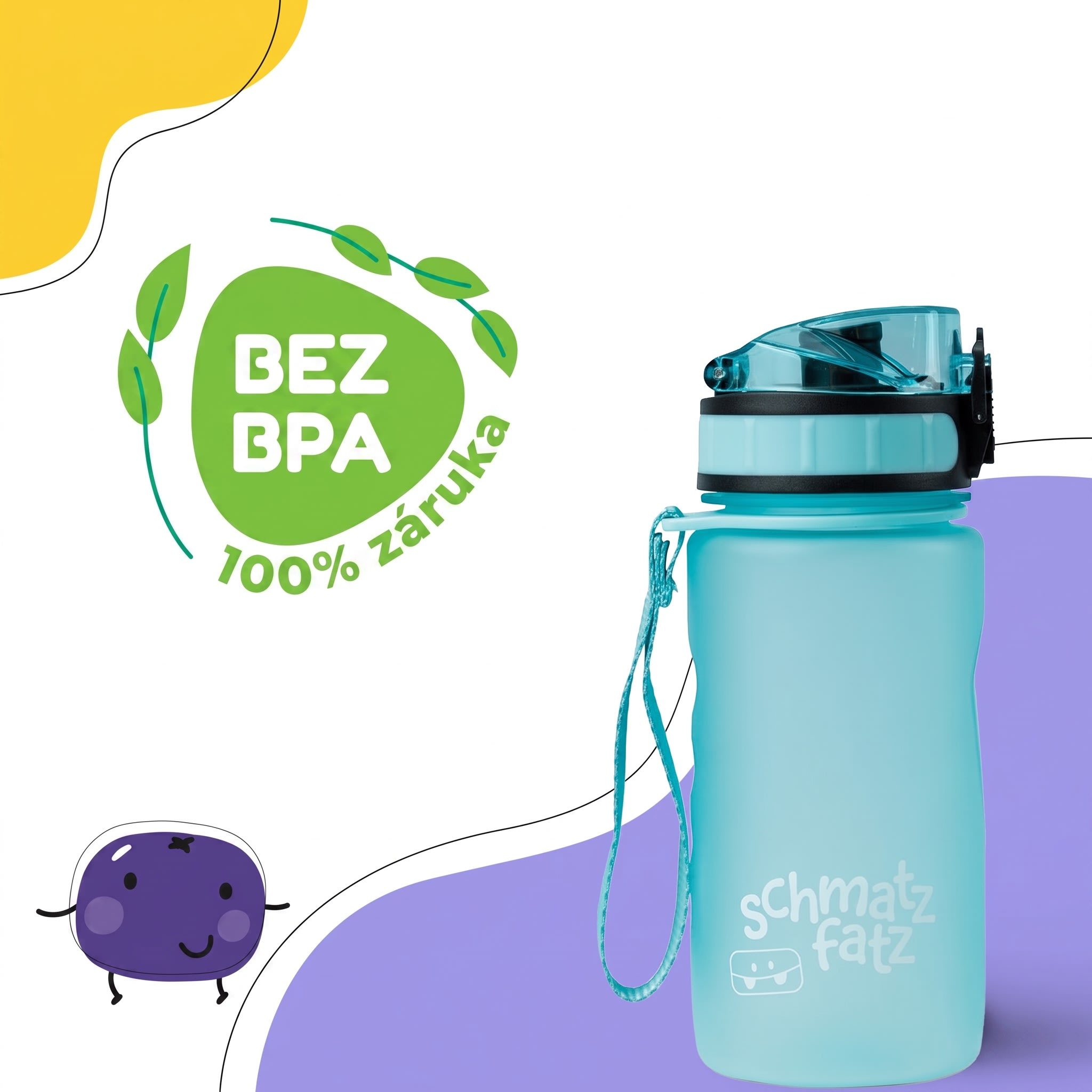 Klarstein Schmatzfatz Wakaba fľaša na pitie | 350 ml | Tritan | Popruh na prenášanie | Bez BPA