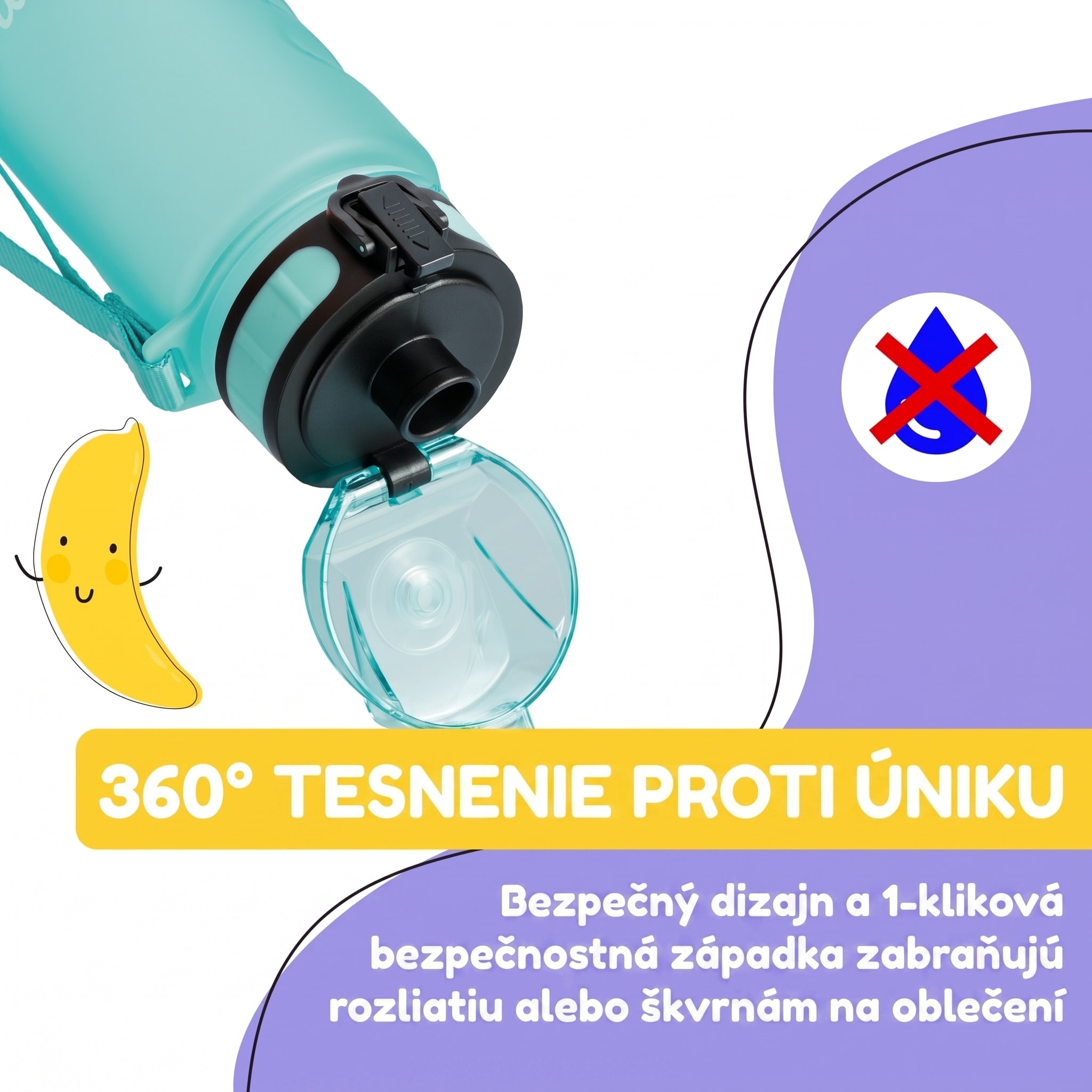 Klarstein Schmatzfatz Wakaba fľaša na pitie | 350 ml | Tritan | Popruh na prenášanie | Bez BPA – Obrázok 2