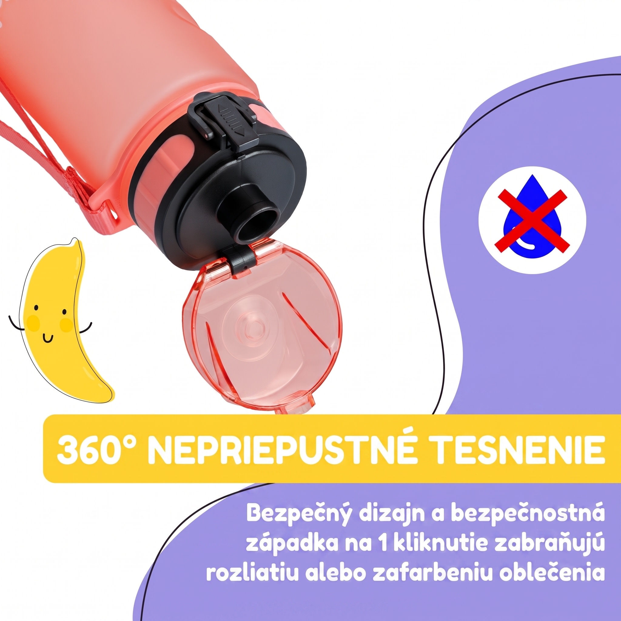 Klarstein Schmatzfatz Wakaba fľaša na pitie | 350 ml | Tritan | Popruh na prenášanie | Bez BPA – Obrázok 2