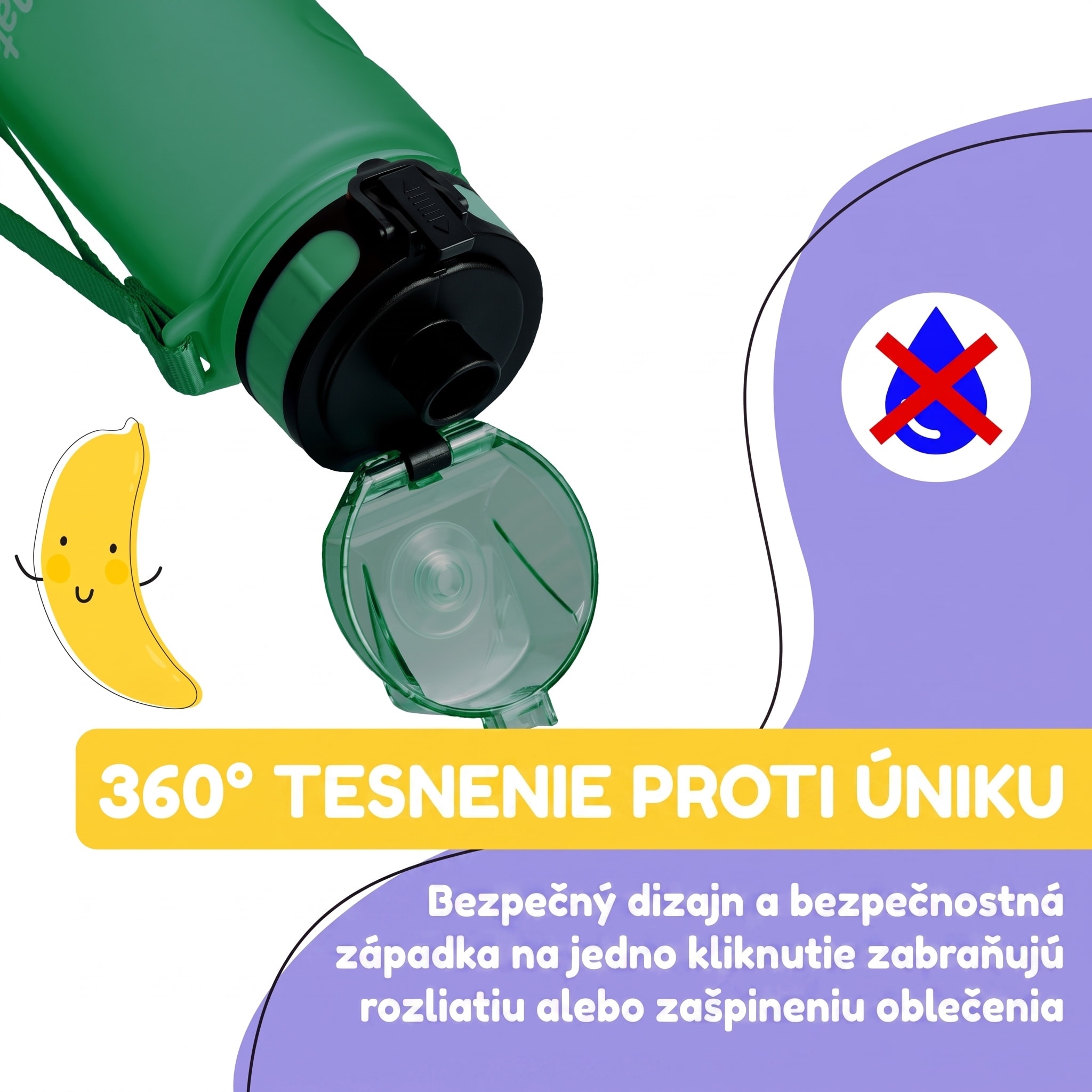 Klarstein Schmatzfatz Wakaba fľaša na pitie | 350 ml | Tritan | Popruh na prenášanie | Bez BPA – Obrázok 2