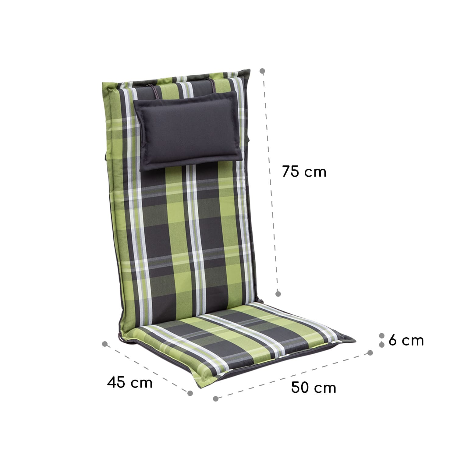 Blumfeldt Donau, poduška, čalúnenie na stoličku, vysoké operadlo, záhradná stolička, polyester, 50 x 120 x 6 cm, 4 x poduška – Obrázok 4