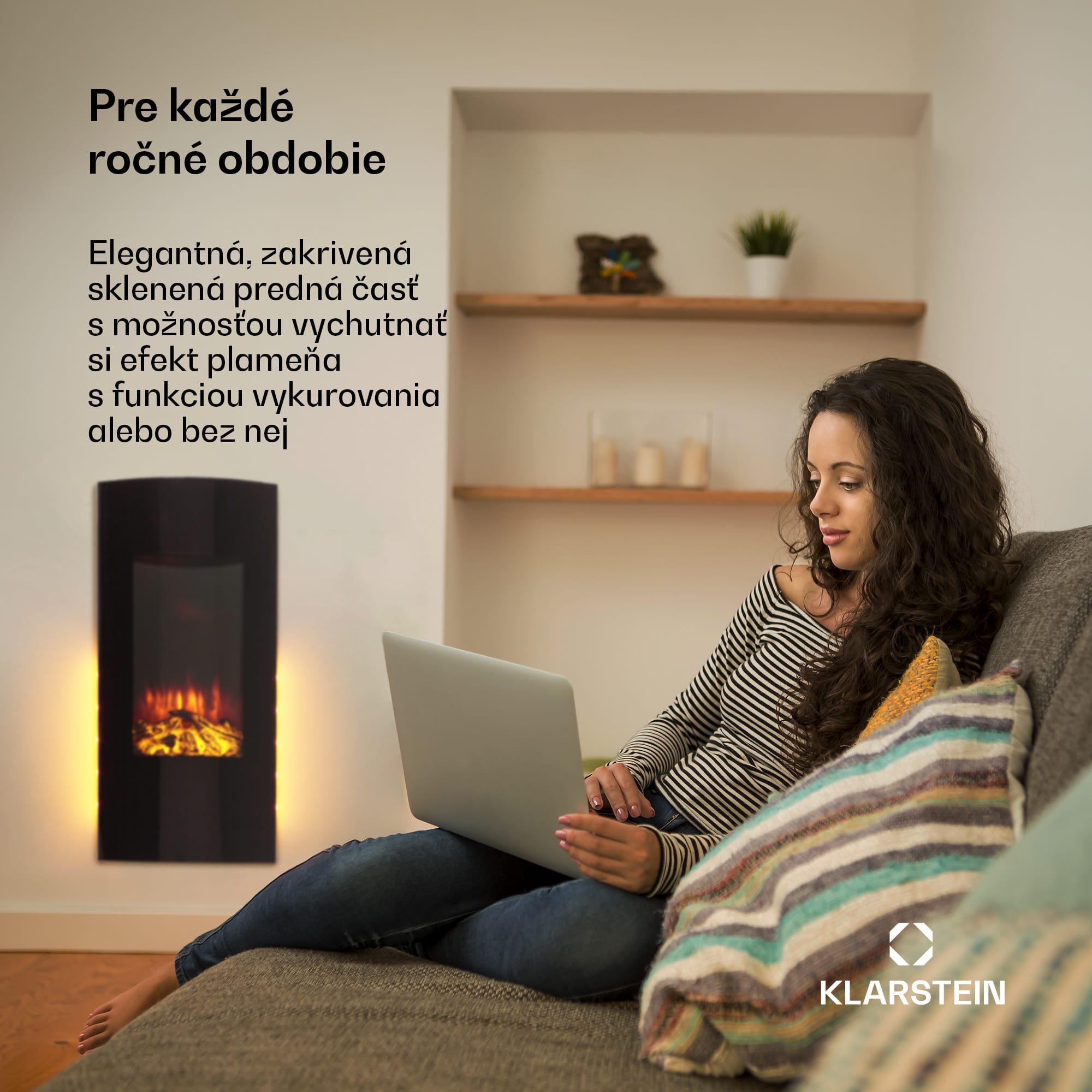 Klarstein Lamington, elektrický krb, 2000 W, LED plameň, teplovzdušný ohrievač, časovač, osvetlenie – Obrázok 2