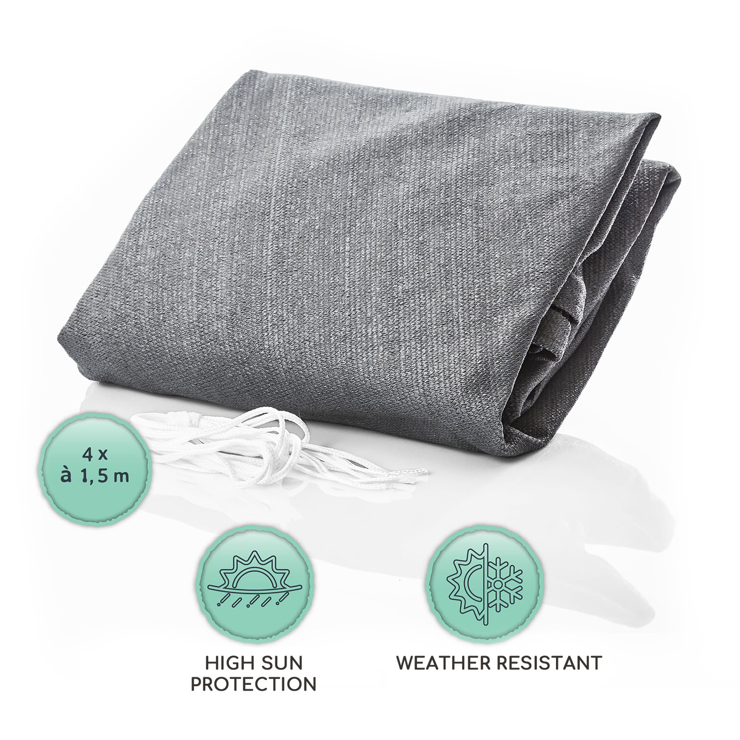 Blumfeldt Trojuholníková slnečná clona, 5 × 5 × 5 m, polyester, priedušná – Obrázok 4