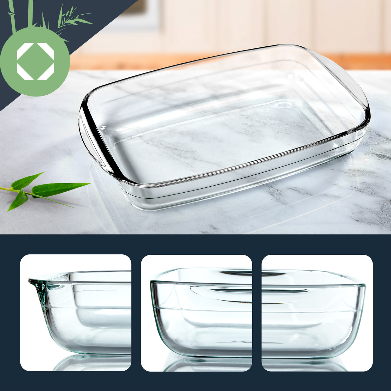 Klarstein Zapekacia misa, 2600 ml, 355 x 55 x 220 mm, kvalitné sklo – Obrázok 2