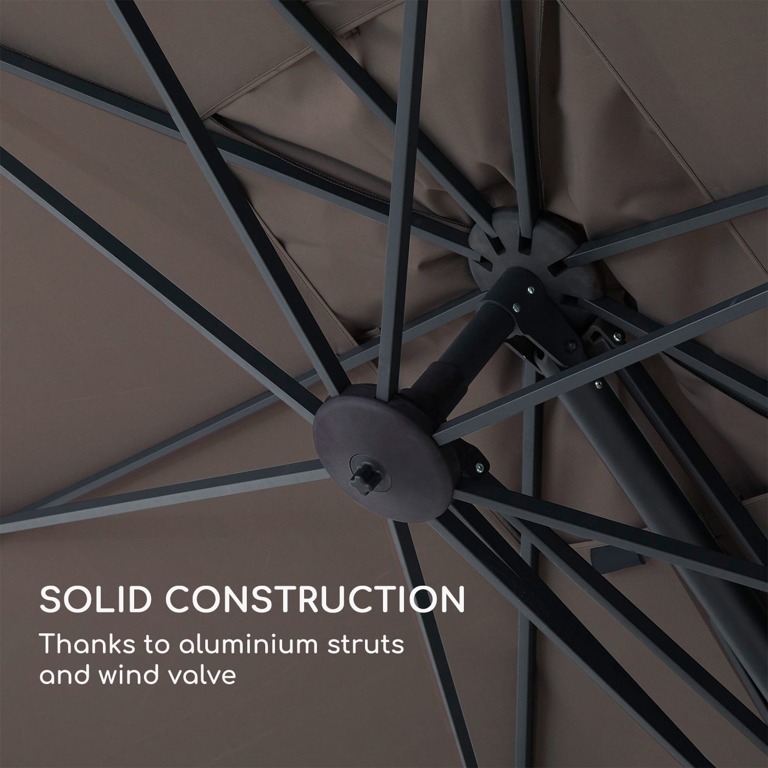 Blumfeldt Saint-Tropez, závesný slnečník, 3-osová rotácia, 360° otočný, 3 x 3,55 m, UV 50+ – Obrázok 2