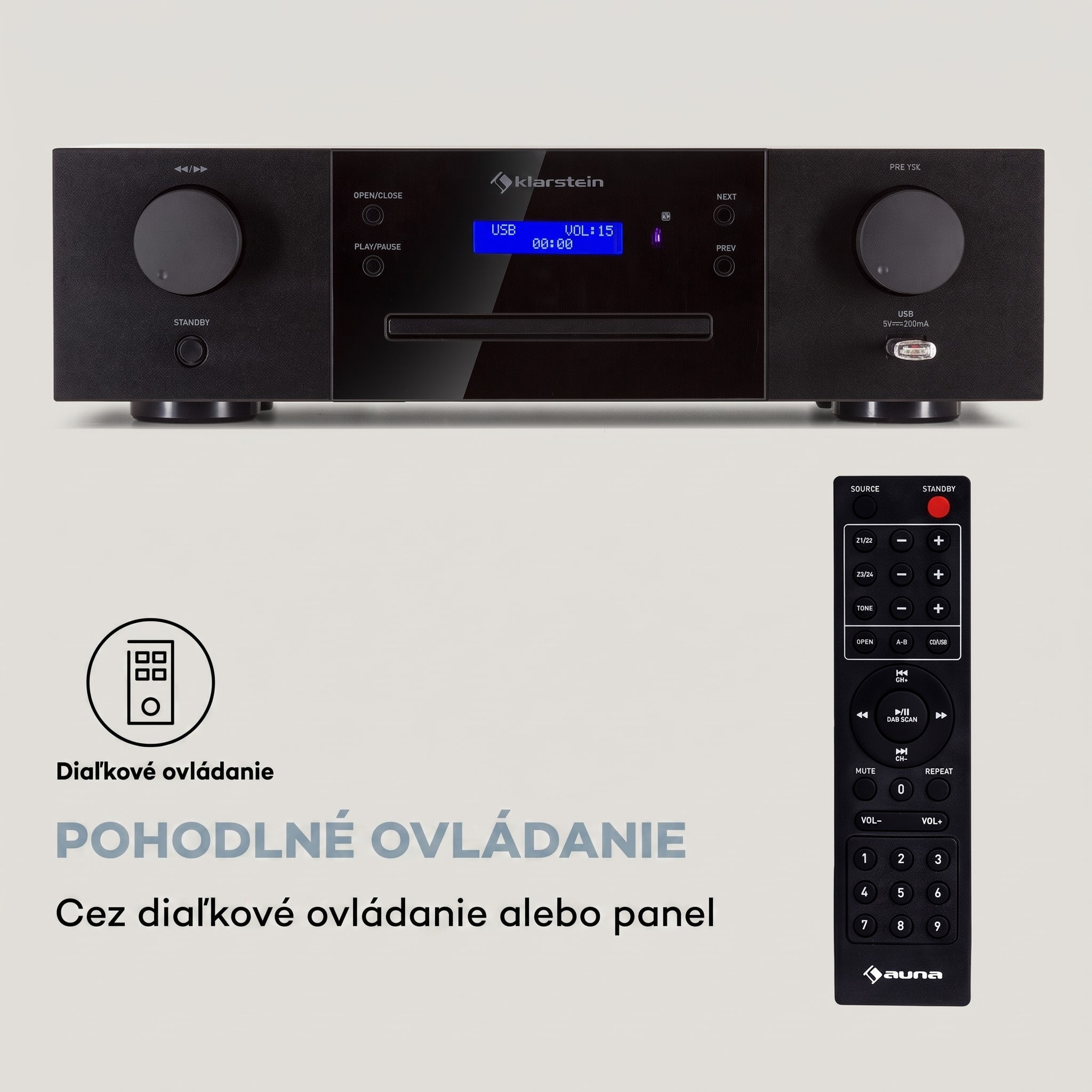 Auna CD-1000 DG, CD Prehrávač, USB, MP3, diaľkové ovládanie, LED displej, hliník – Obrázok 2