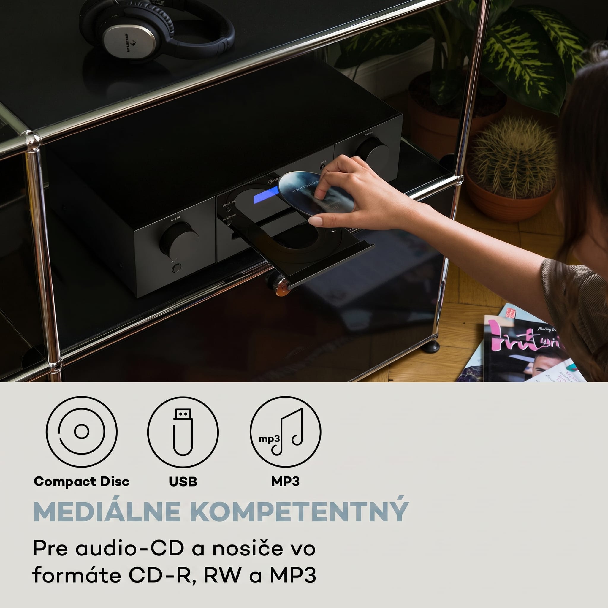 Auna CD-1000 DG, CD Prehrávač, USB, MP3, diaľkové ovládanie, LED displej, hliník – Obrázok 4