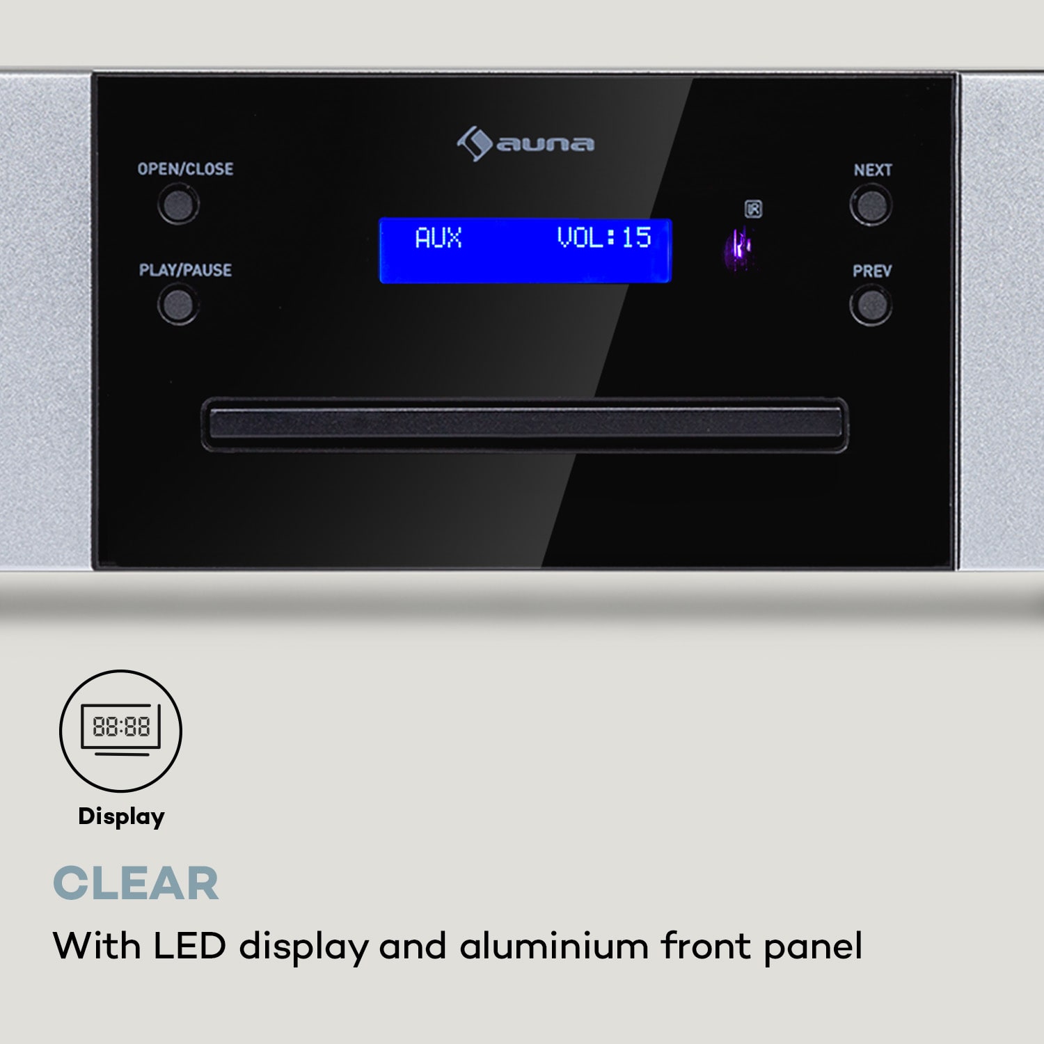 Auna CD-1000 DG, CD Prehrávač, USB, MP3, diaľkové ovládanie, LED displej, hliník – Obrázok 3