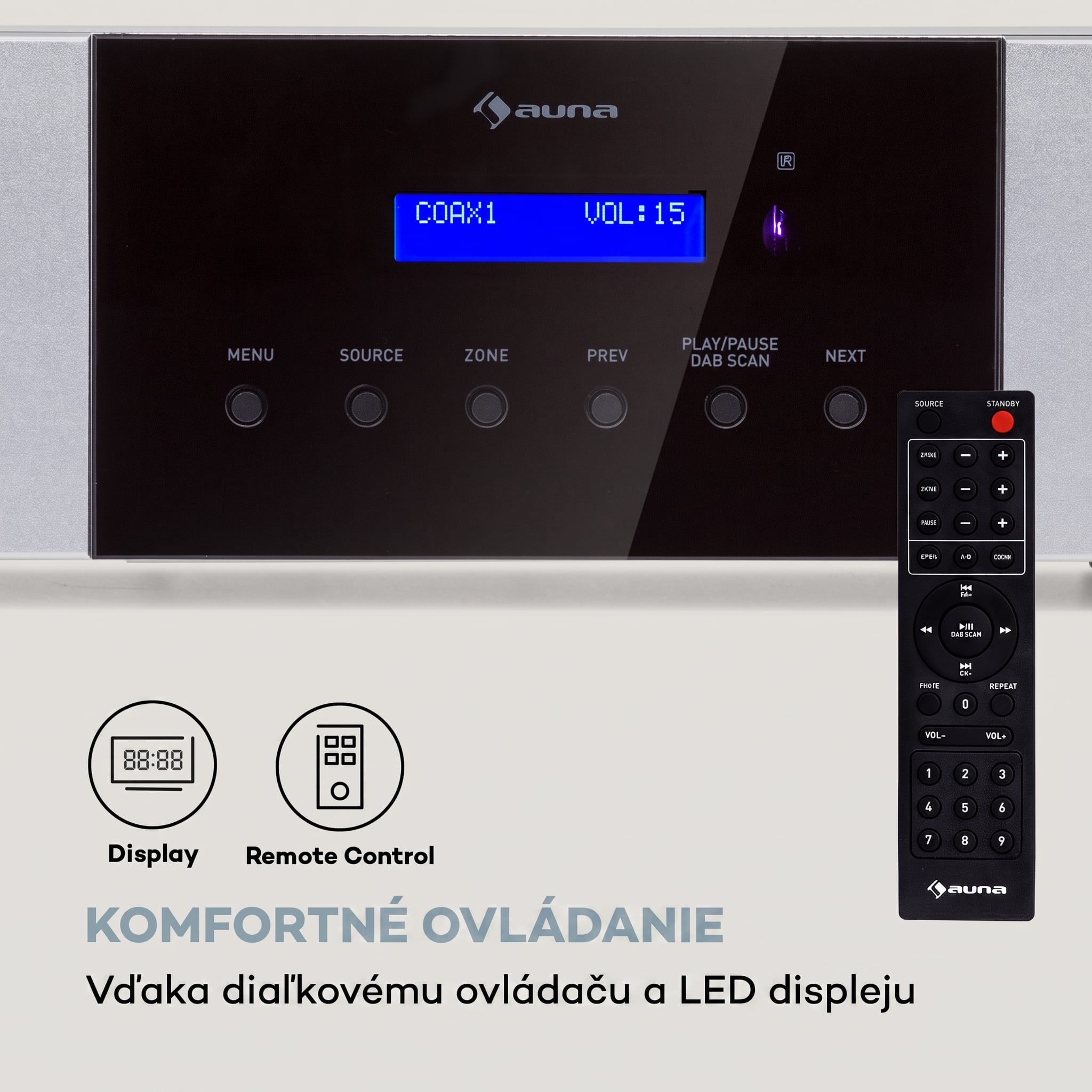 Auna AMP-4000 DAB, Hifi stereo zosilňovač, DAB+ rádio, USB, diaľkové ovládanie, LED displej – Obrázok 4