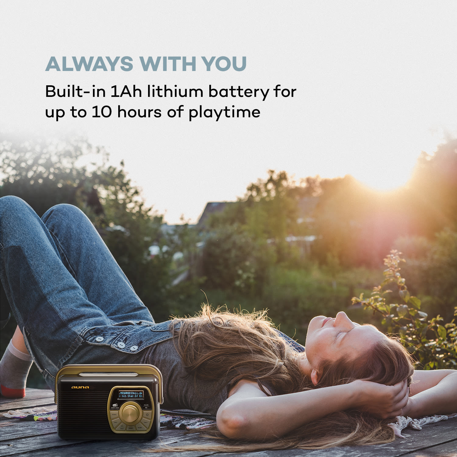 Auna Buddy Digitálne rádio DAB/DAB+/UKW Bluetooth 5.0 AUX 1Ah batéria Mobilné retro – Obrázok 4