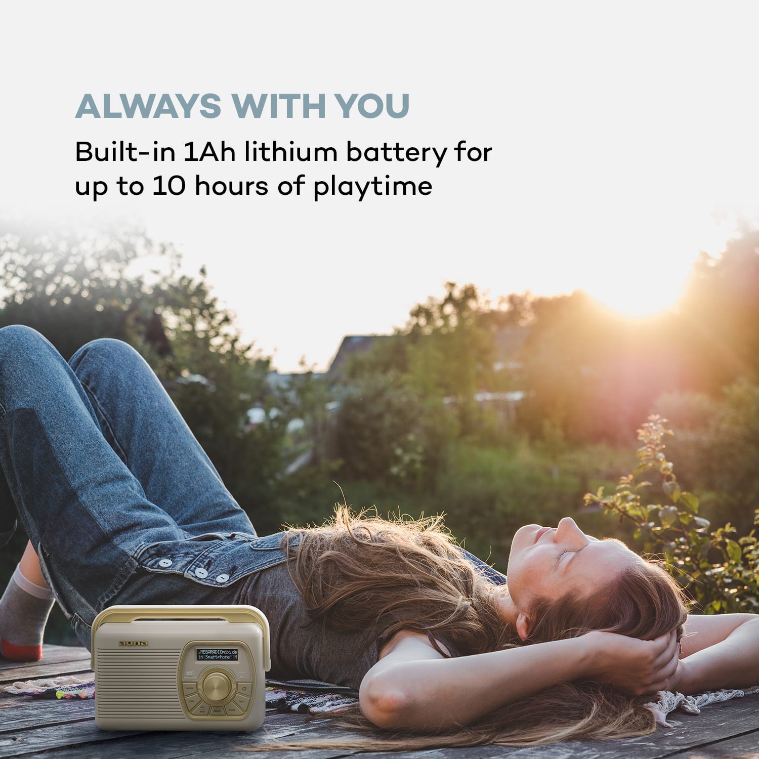 Auna Buddy Digitálne rádio DAB/DAB+/UKW Bluetooth 5.0 AUX 1Ah batéria Mobilné retro – Obrázok 4