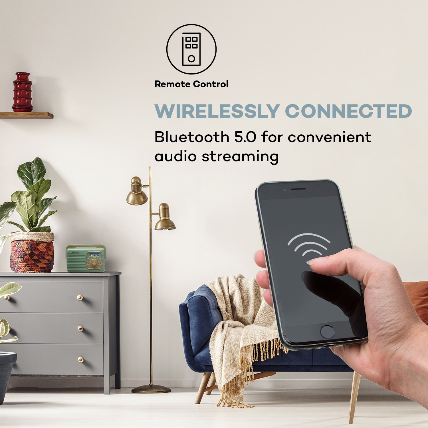 Auna Buddy Digitálne rádio DAB/DAB+/UKW Bluetooth 5.0 AUX 1Ah batéria Mobilné retro – Obrázok 2