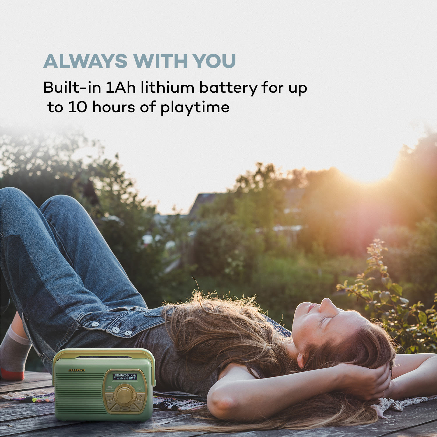 Auna Buddy Digitálne rádio DAB/DAB+/UKW Bluetooth 5.0 AUX 1Ah batéria Mobilné retro – Obrázok 4