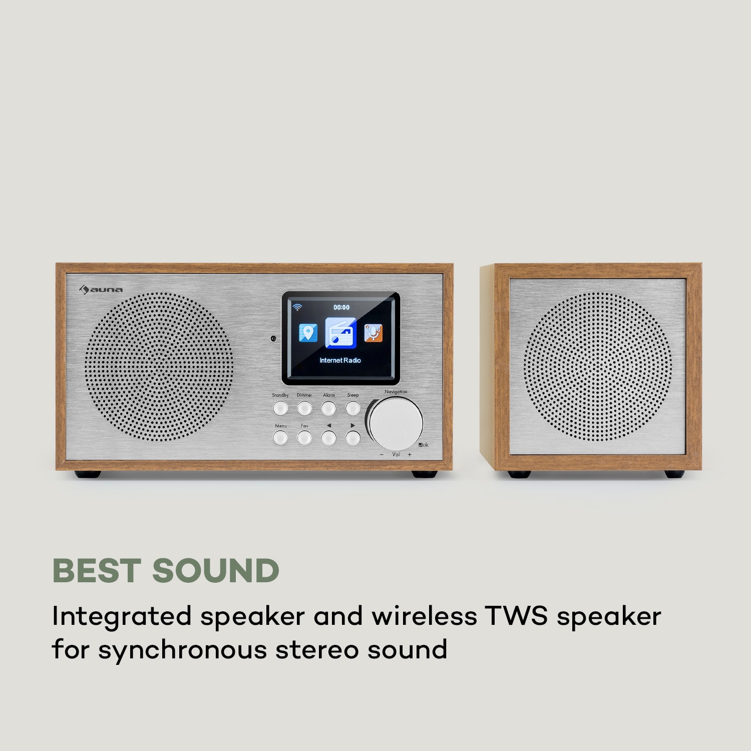Auna Silver Star Mini Two, internetové DAB+/FM rádio, WiFi, BT, TWS reproduktor – Obrázok 2