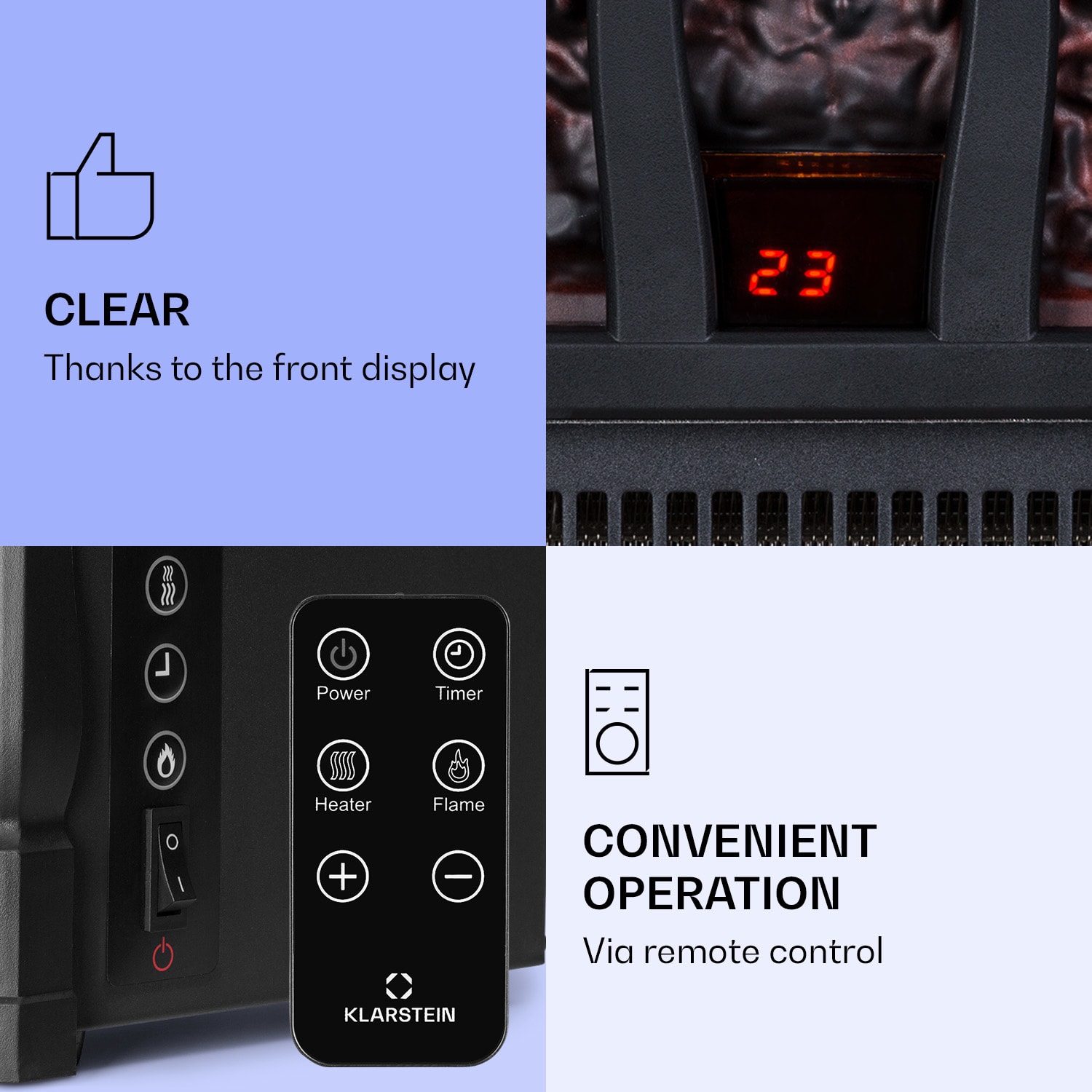 Klarstein Kamini FXL 2G, elektrický krb, krbová vložka, 1800 W, 3D LED ilúzia plameňa – Obrázok 2
