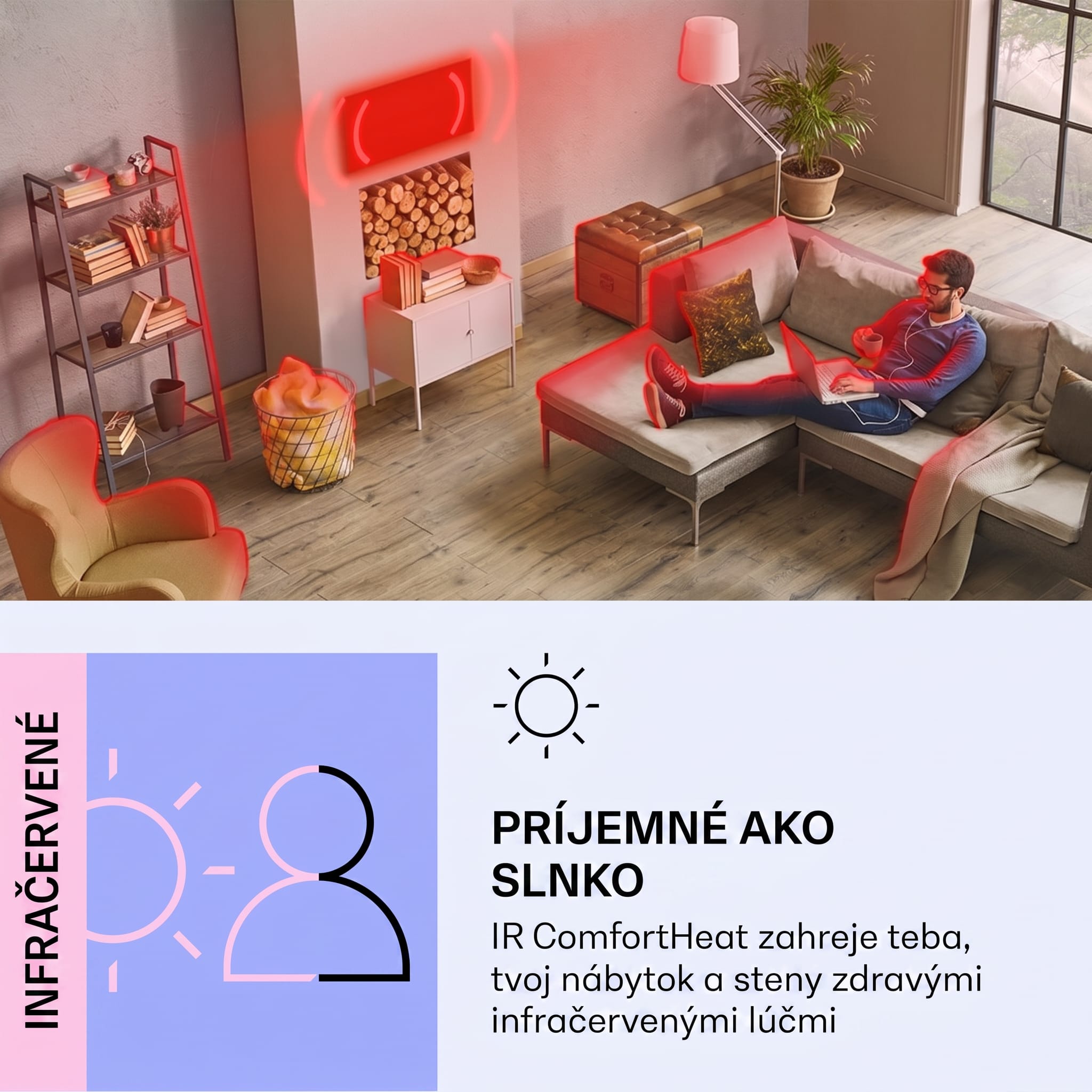 Klarstein Wondersky, infračervený stropný ohrievač, 60 x 6,5 x 60 cm (ŠxVxH), 350 W, IP44 – Obrázok 3