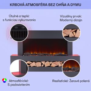 Klarstein Studio Light & Fire 3 Smart, krb, 1000/2000 W, MDF, WiFi Control