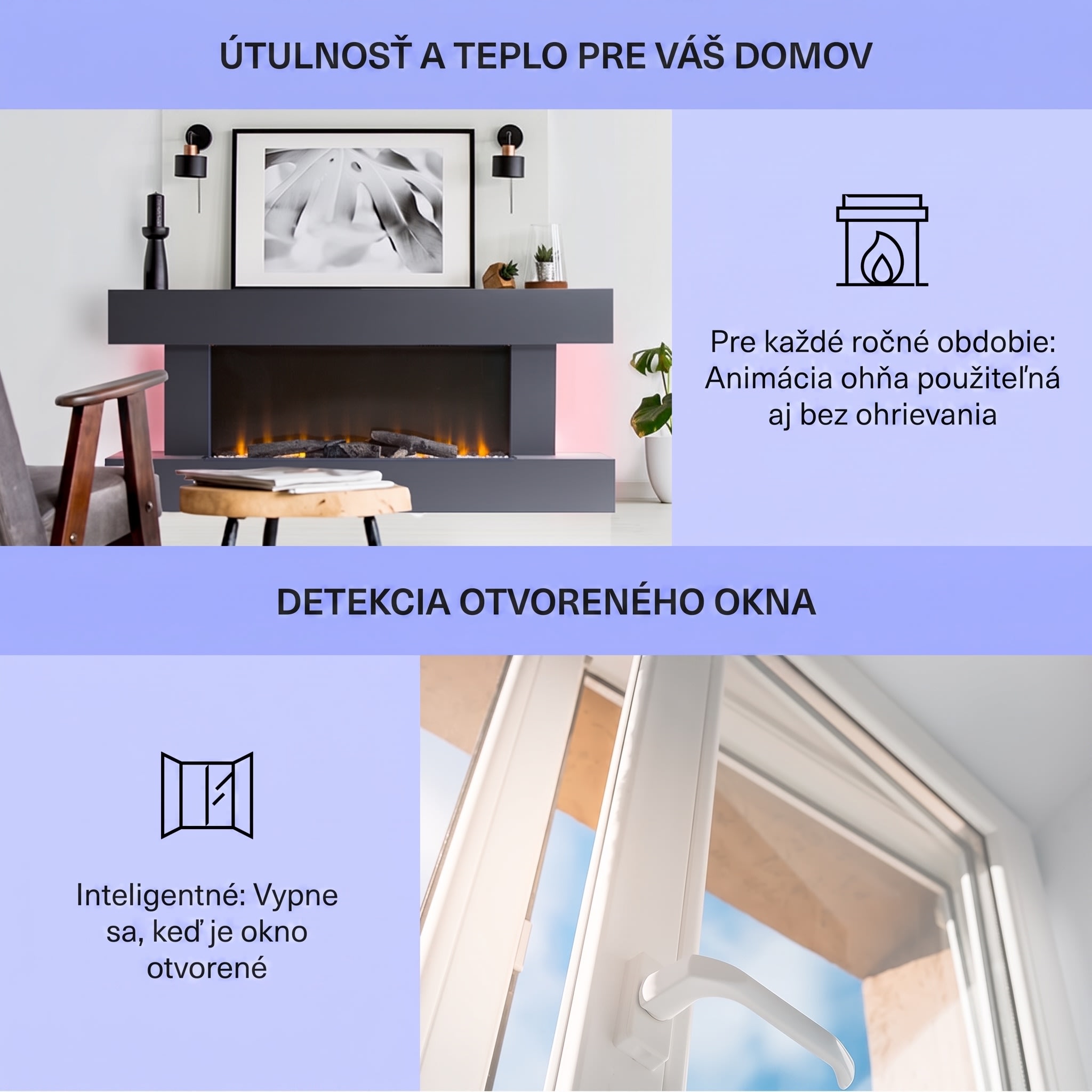 Klarstein Studio Light & Fire 1 Smart, krb, 1000/2000 W, MDF, WiFi Control – Obrázok 3