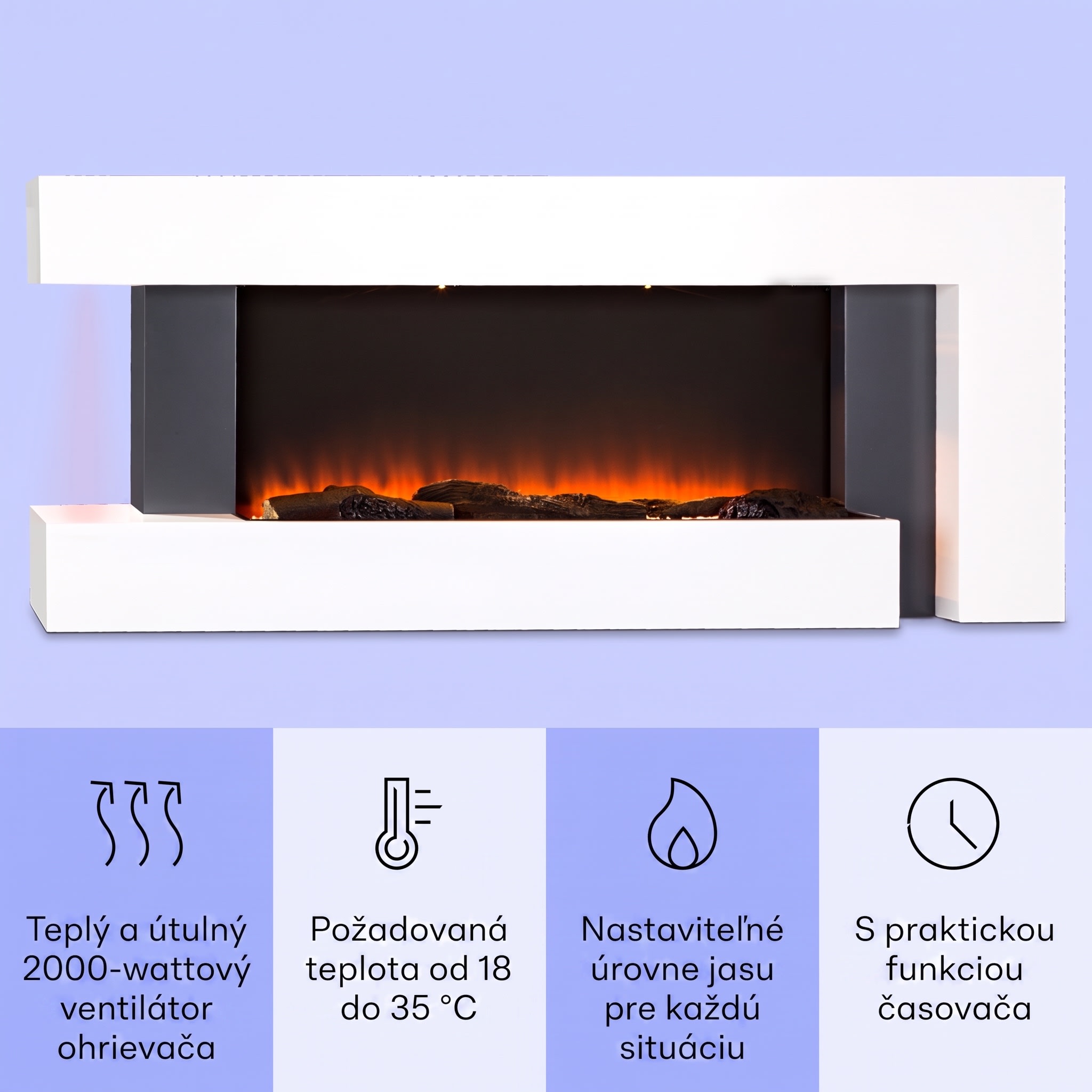 Klarstein Studio Light & Fire 2 Smart, krb, 1000/2000 W, MDF, WiFi Control – Obrázok 2