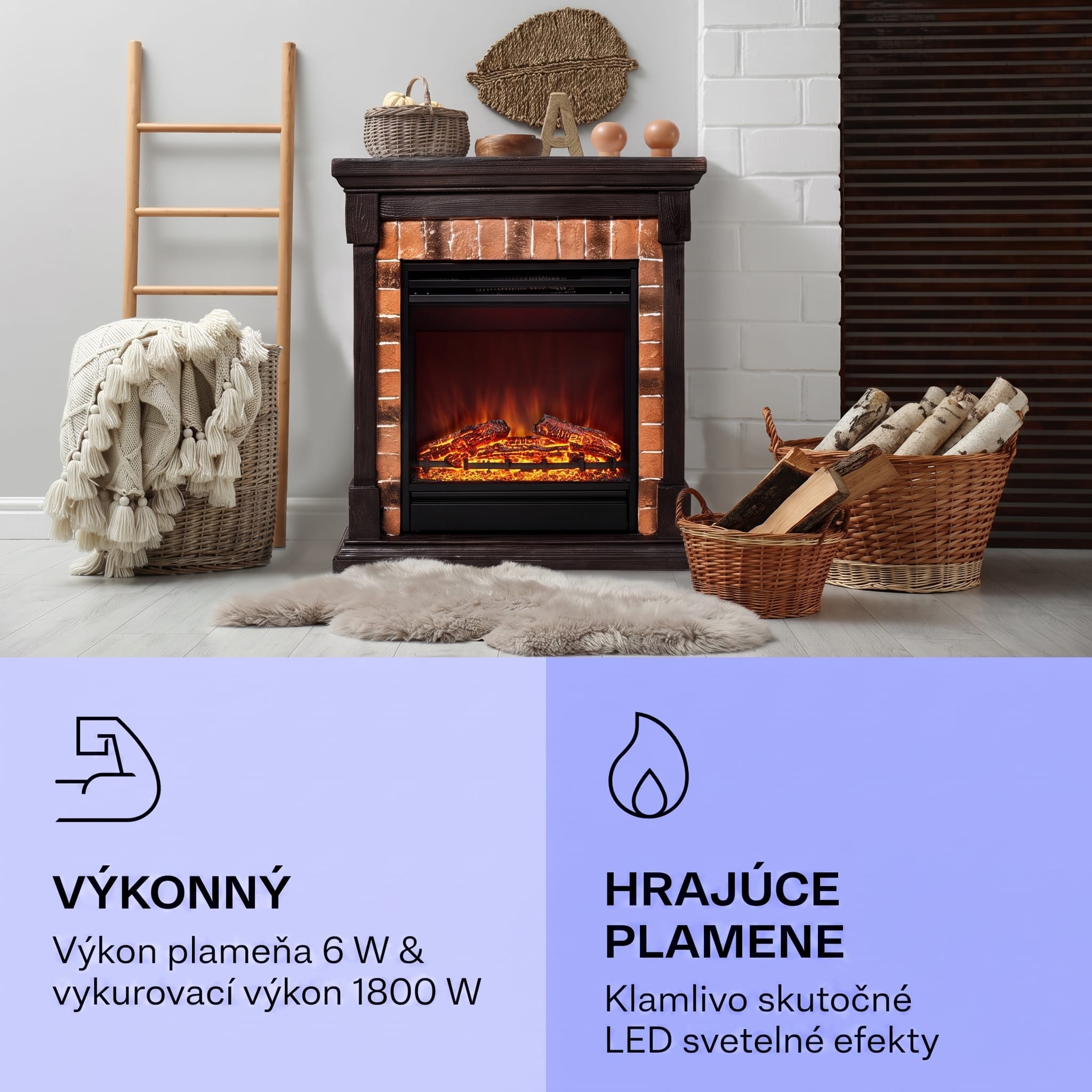 Klarstein Beerenberg, elektrický krb, 1800 W, funkcia vykurovania 10 až 30 °C, diaľkové ovládanie – Obrázok 3